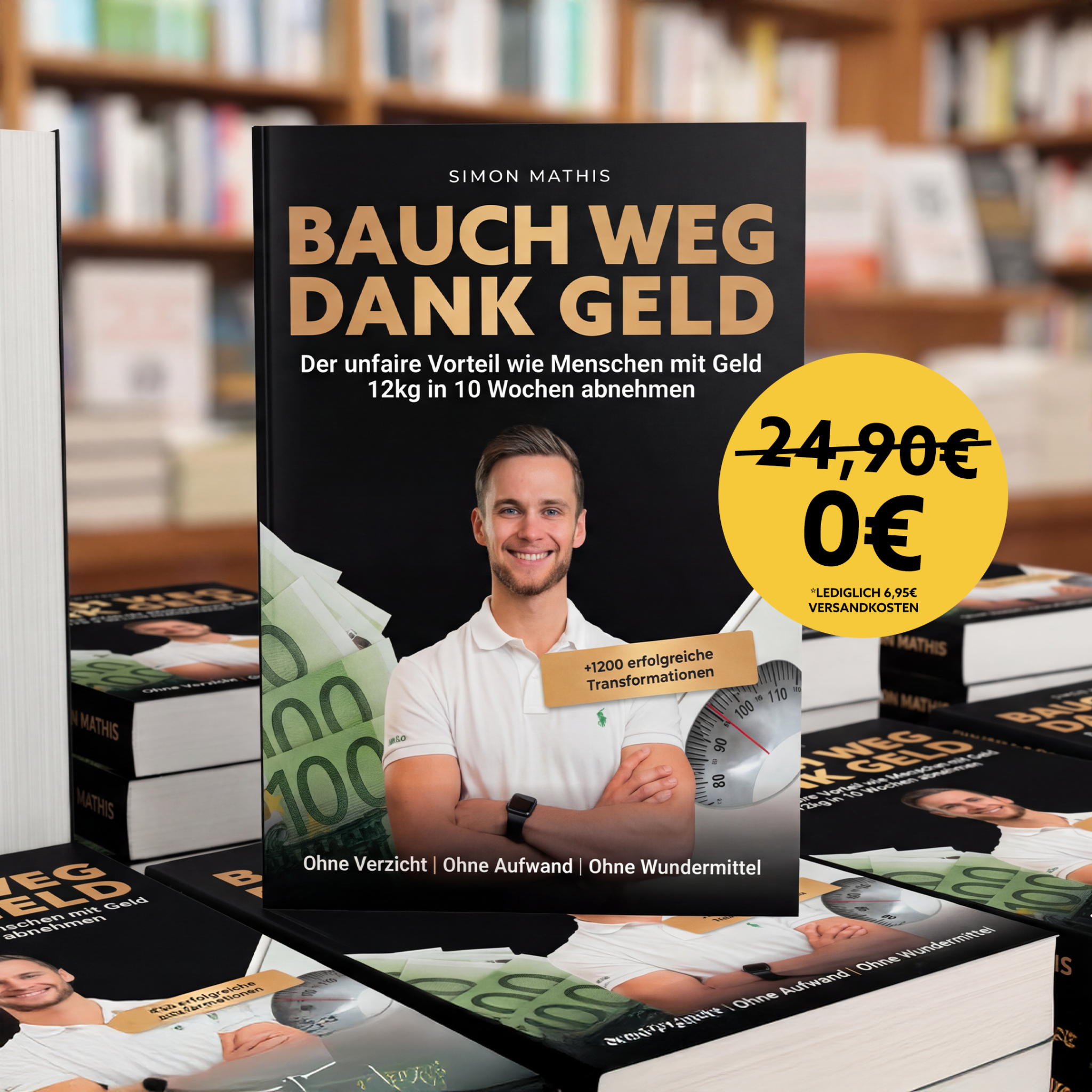 Simon Mathis Facebook ad: Gratis Buch - Bauch weg dank Geld (Jetzt sichern)