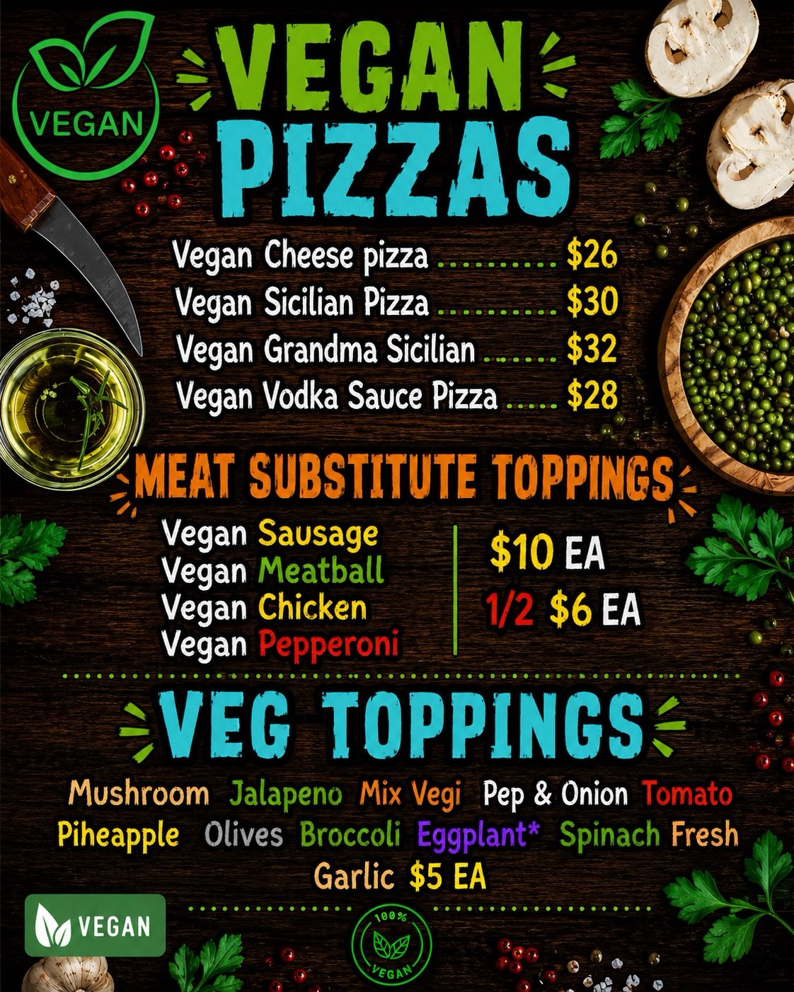 San Remo Pizza Facebook ad: Our updated VEGAN menus are here!