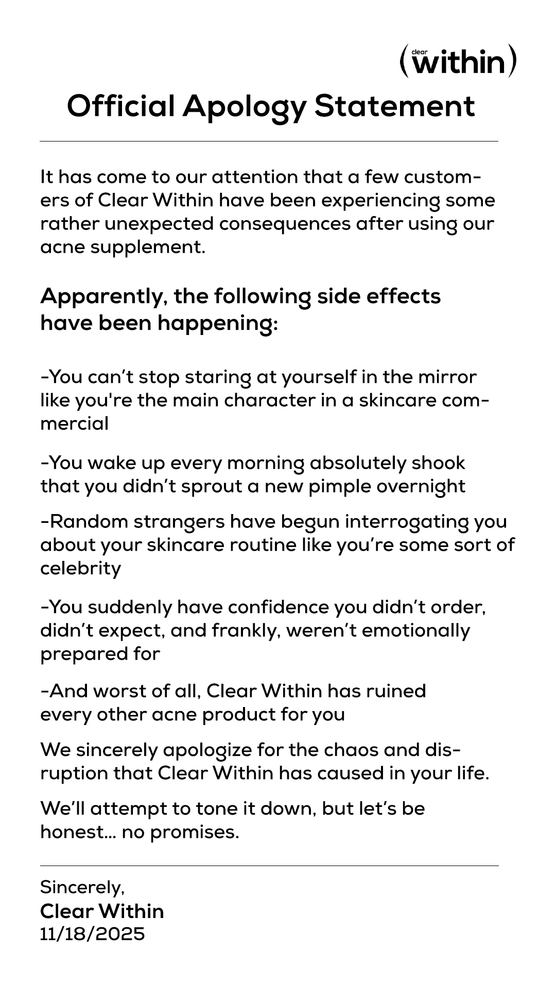 Within Skin Facebook ad