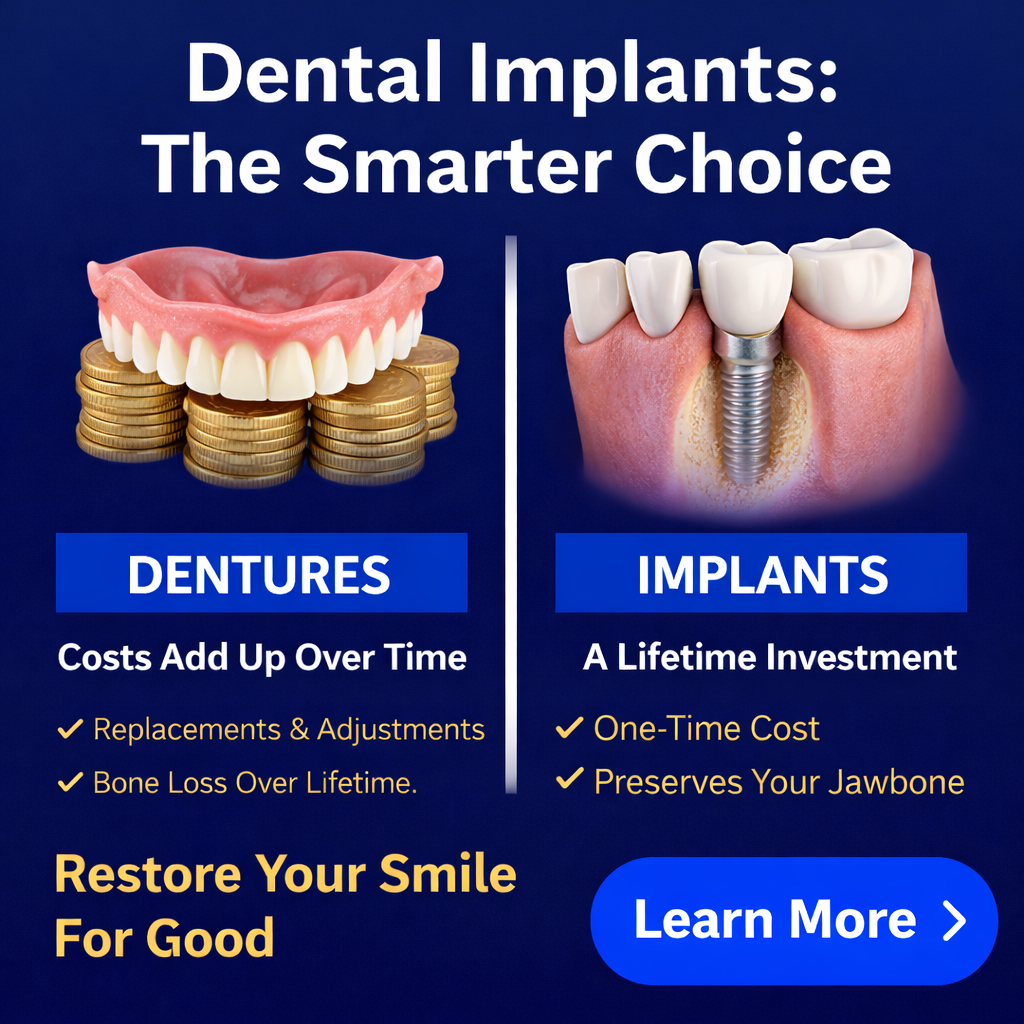 Glenwood Premier Dental Group Facebook ad: Dental Implants: Safety & planning