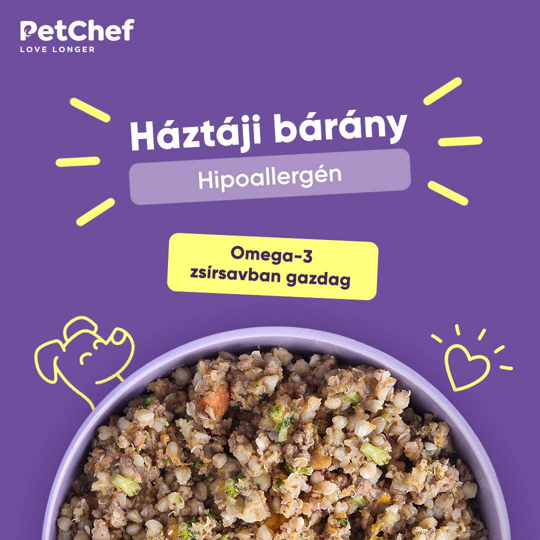 PetChef Facebook ad: Szuper prémium hipoallergén friss kutyaeledel 100%…