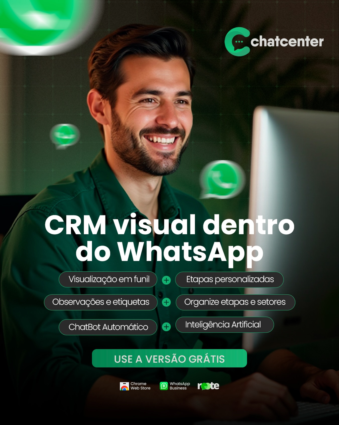 ChatCenter Brasil Facebook ad: Seu WhatsApp como uma máquina.