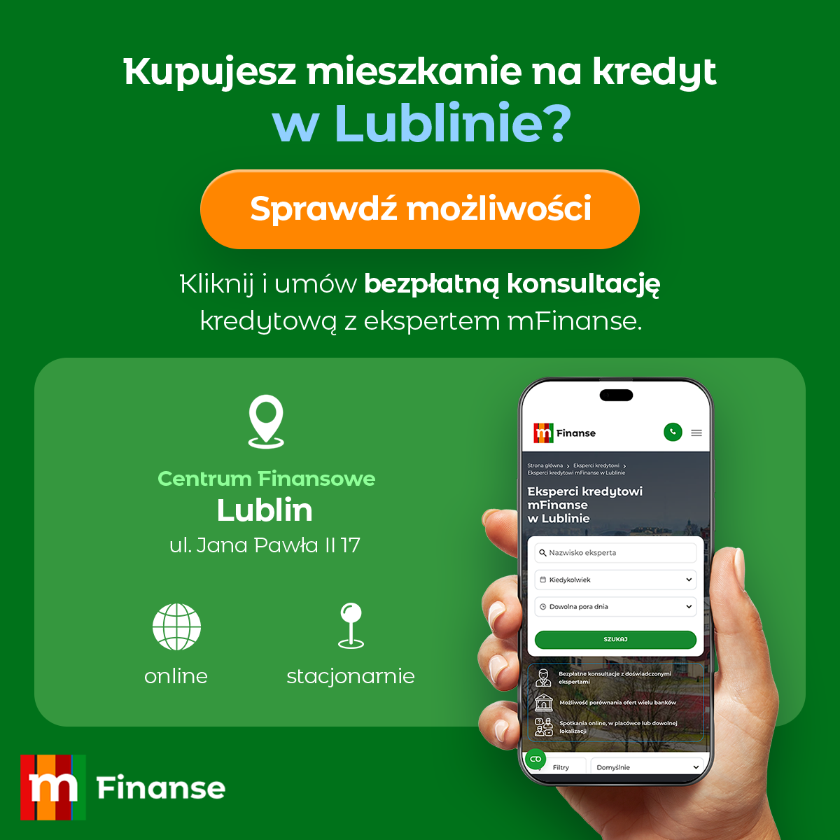 mFinanse Facebook ad: Znajdź eksperta kredytowego