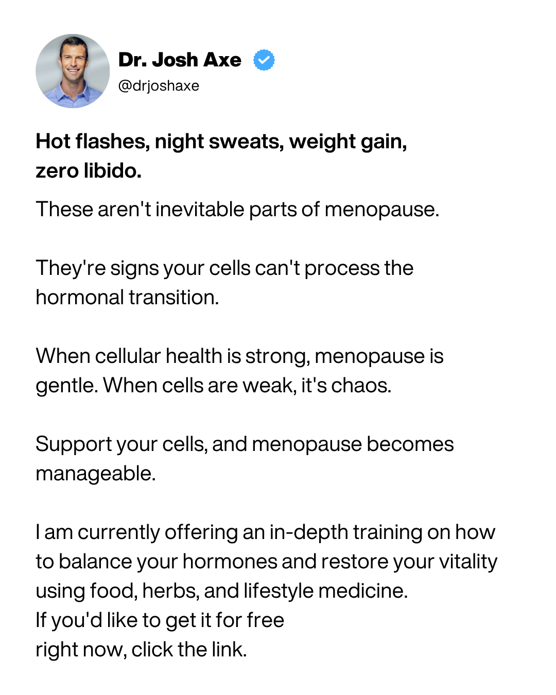 Dr. Josh Axe Facebook ad