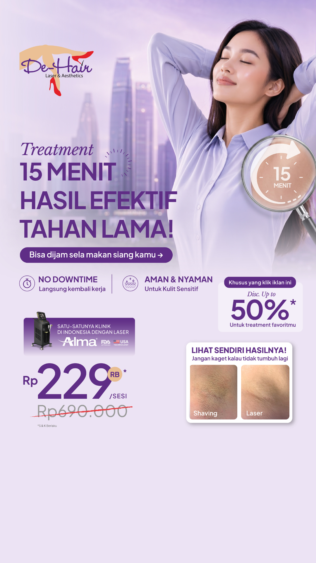De-Hair Laser Hair Removal Facebook ad