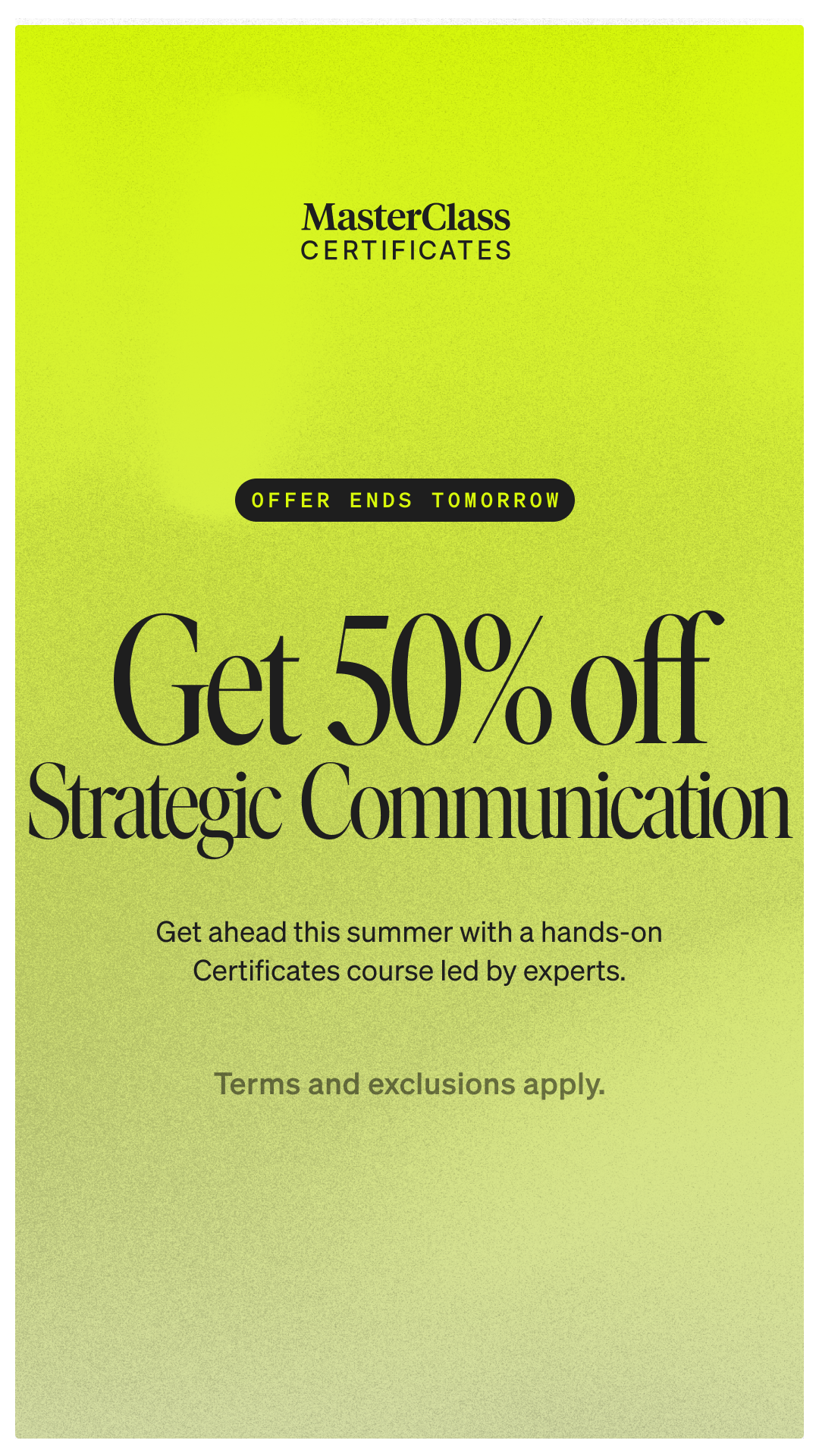 MasterClass Facebook ad