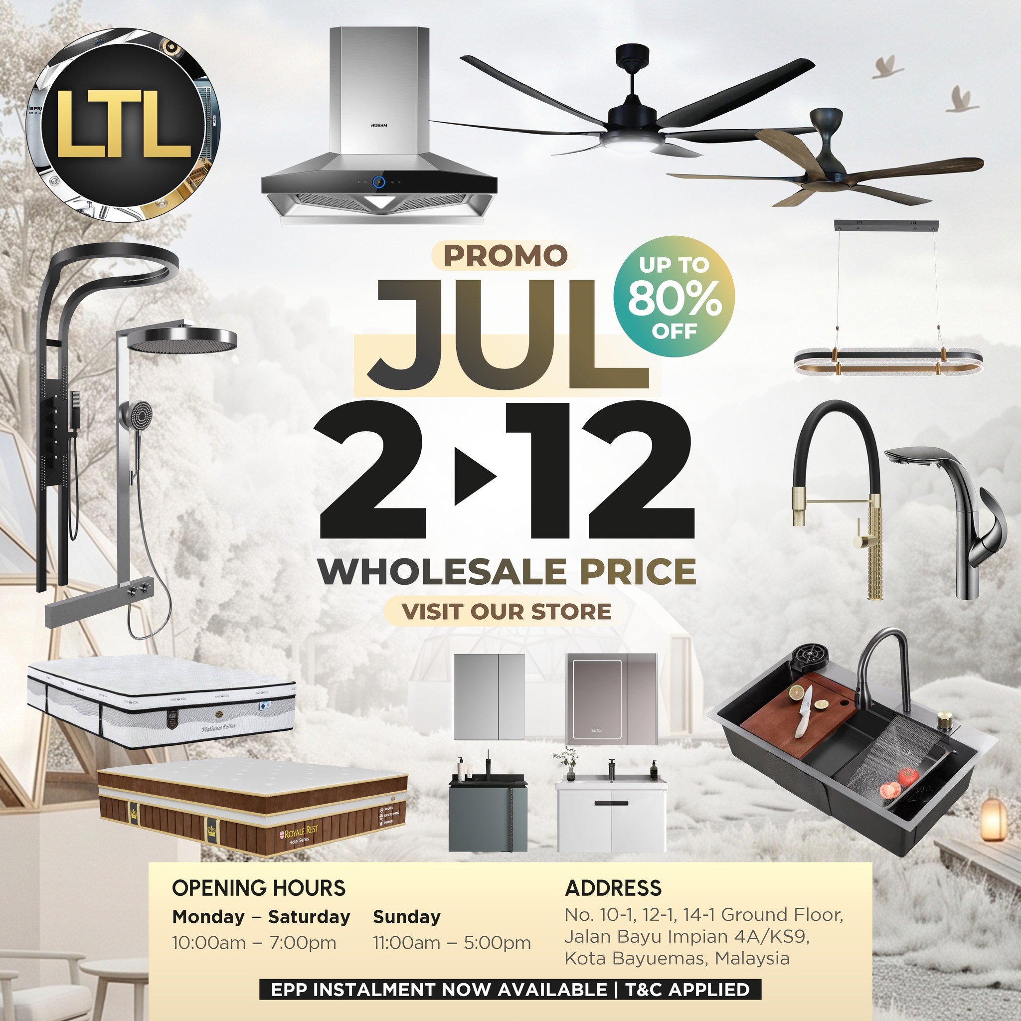 LTL Bath, Kitchen, Lighting & Mattress - Bayuemas Bukit Tinggi Klang Facebook ad: 𝐁𝐀𝐓𝐇 𝐊𝐈𝐓𝐂𝐇𝐄𝐍 𝐋𝐈𝐆𝐇𝐓𝐈𝐍𝐆 𝐌𝐀𝐓𝐓𝐑𝐄𝐒𝐒