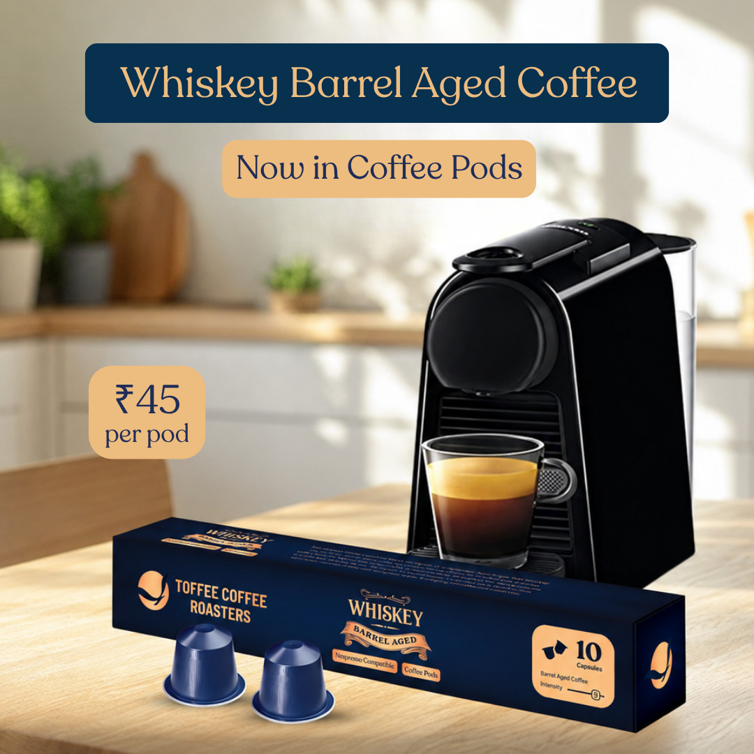 ToffeeCoffee Roasters Facebook ad: Whiskey Coffee, Now in Coffee Pods | Buy 1 Get 1 Free