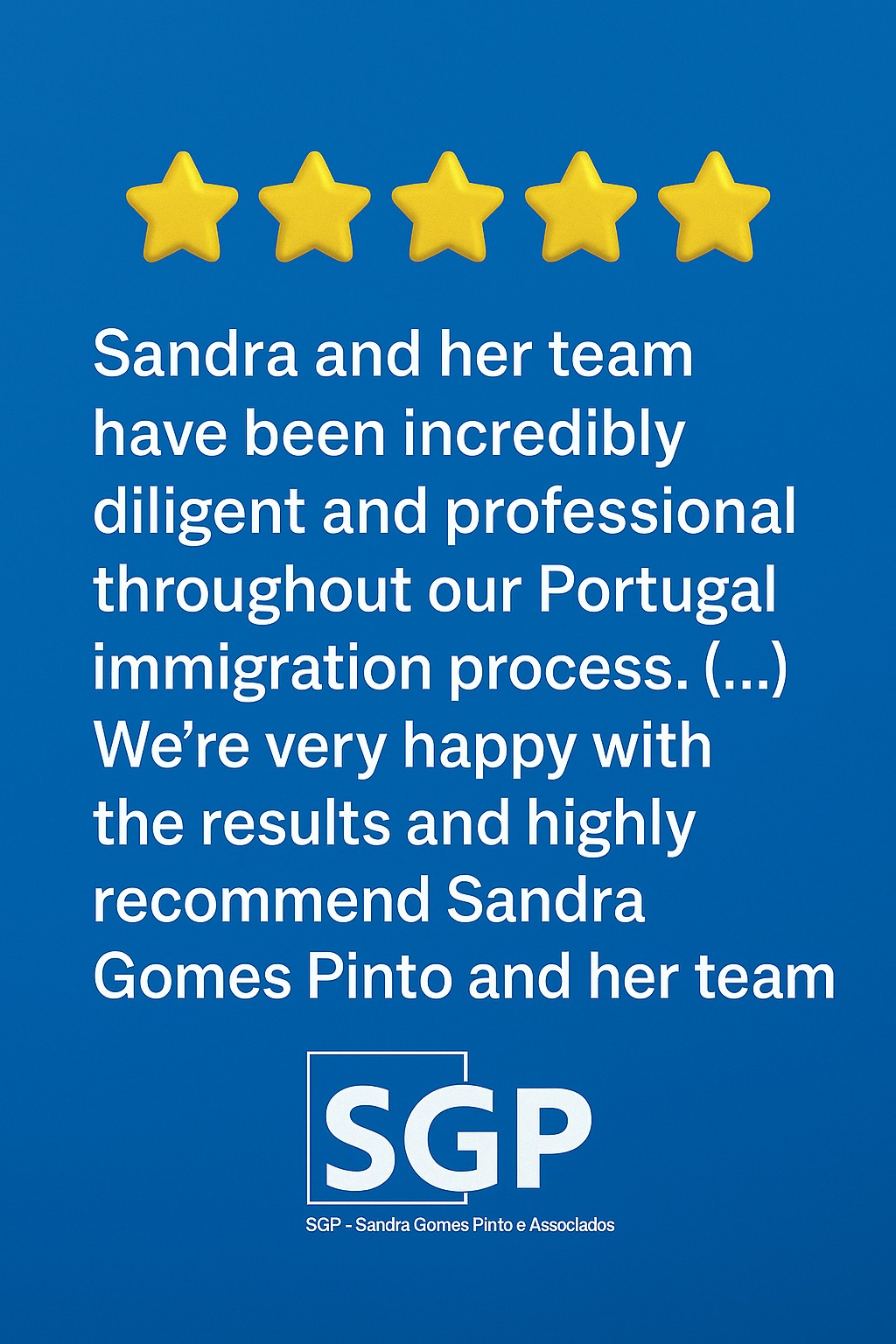 SGP Sandra Gomes Pinto & Associates Facebook ad: Words of happy clients mean the world to…