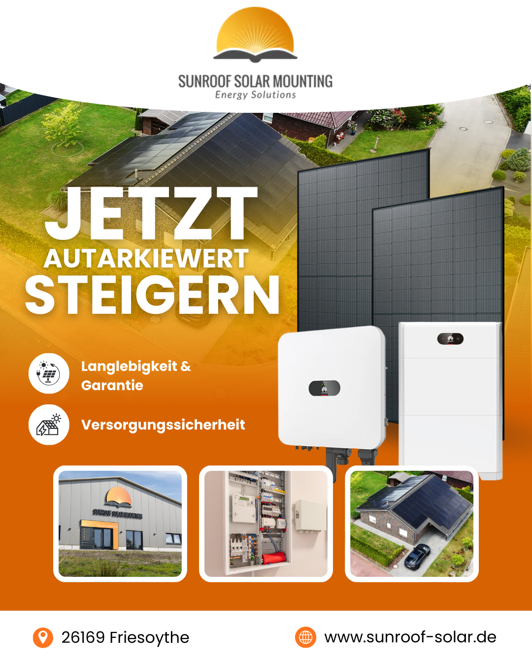 Sunroof Solar Mounting GmbH Facebook ad: In 2 Minuten zum Angebot für Solaranlage