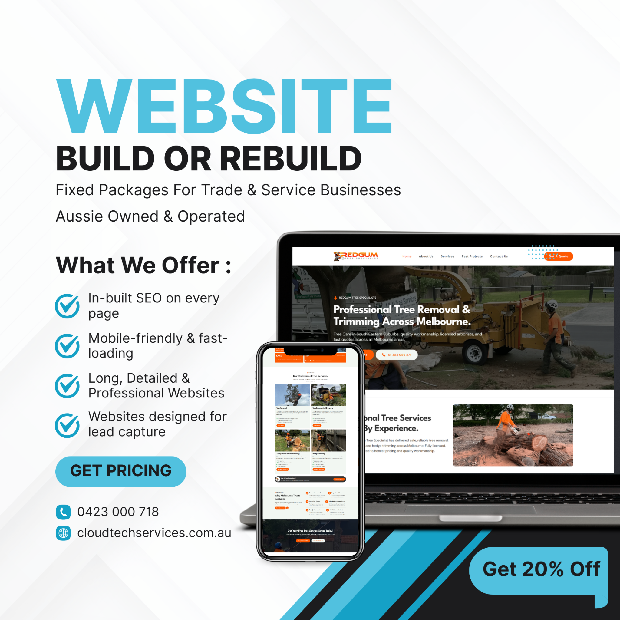Cloud Tech Digital Facebook ad: 20% Off Website Build & Rebuild