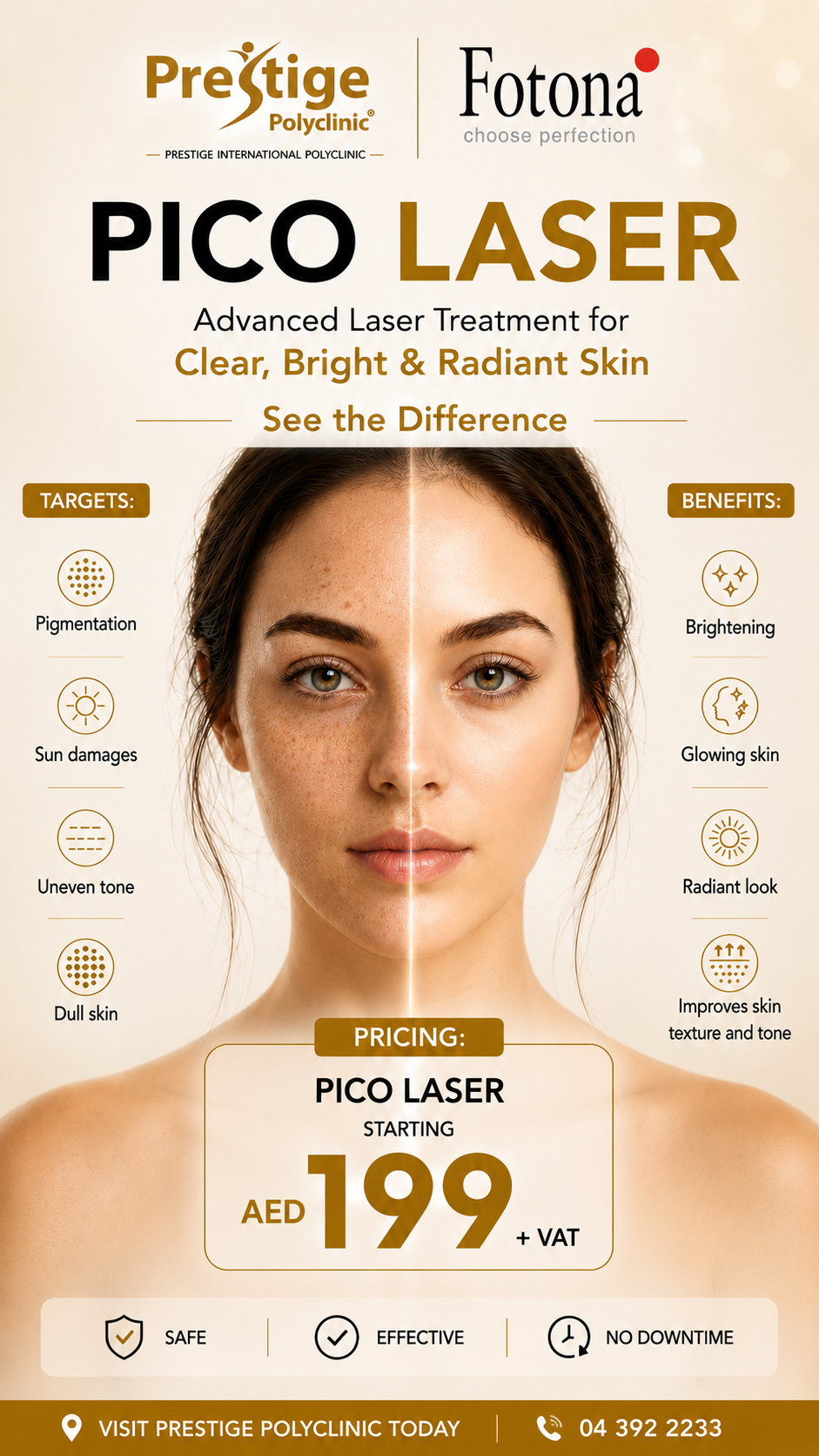 Prestige clinic Facebook ad from May 28, 2026
