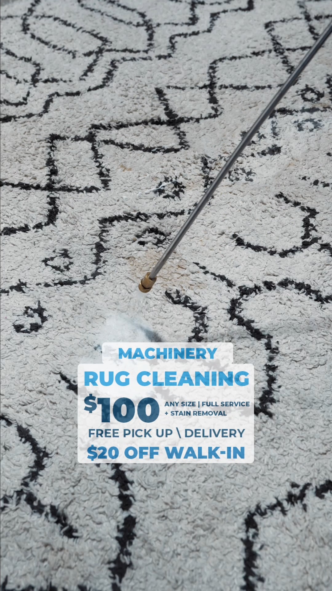 The Rug Spa - Oakville Facebook ad: Premium rug cleaning, now only $100 per rug.