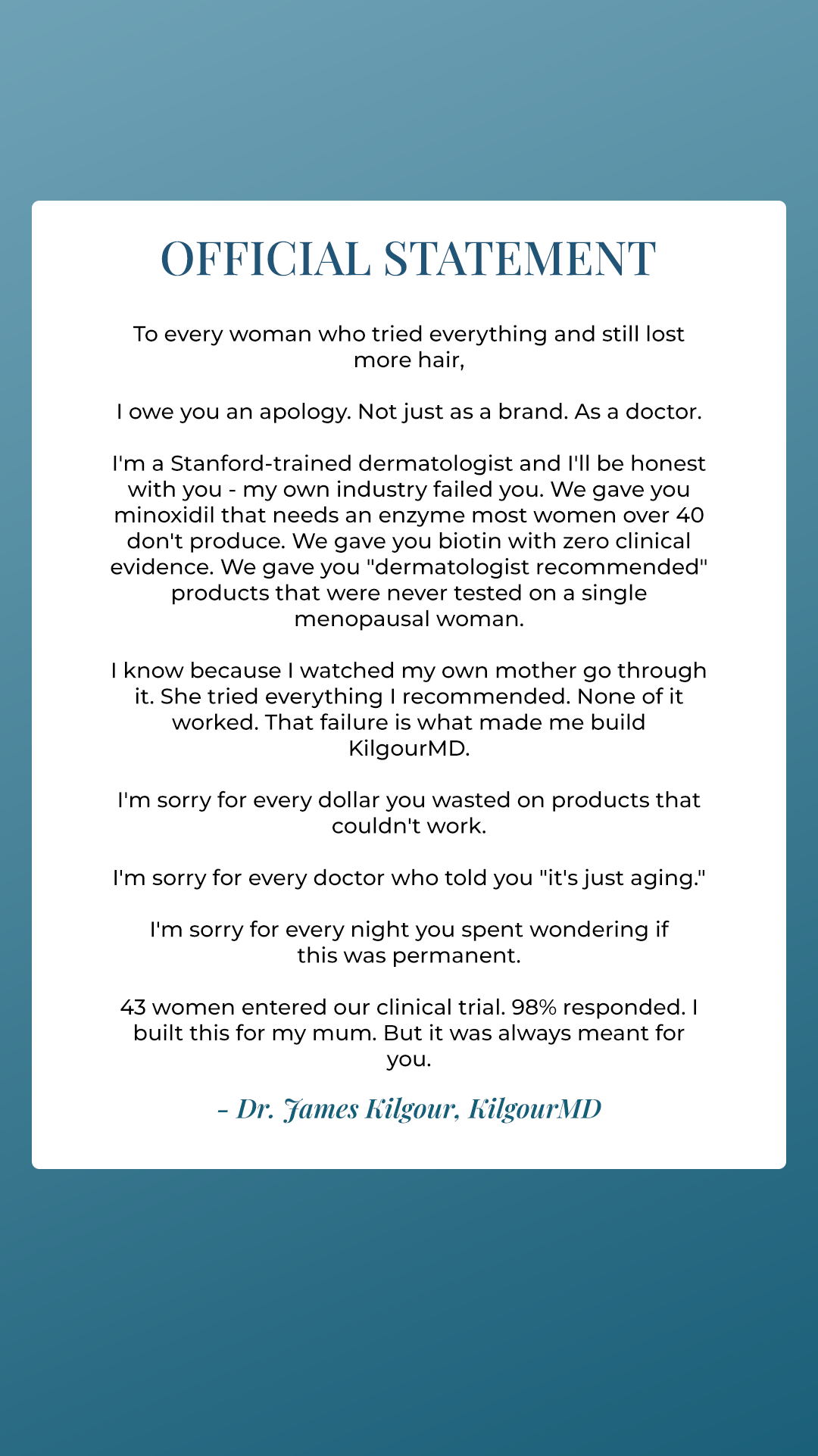James Kilgour, MD Facebook ad