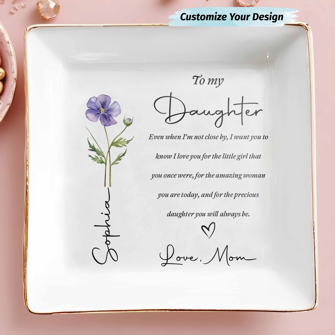 Alma Gems Store Facebook ad: Personalized Birth Month Flower Dish for My Daughter…