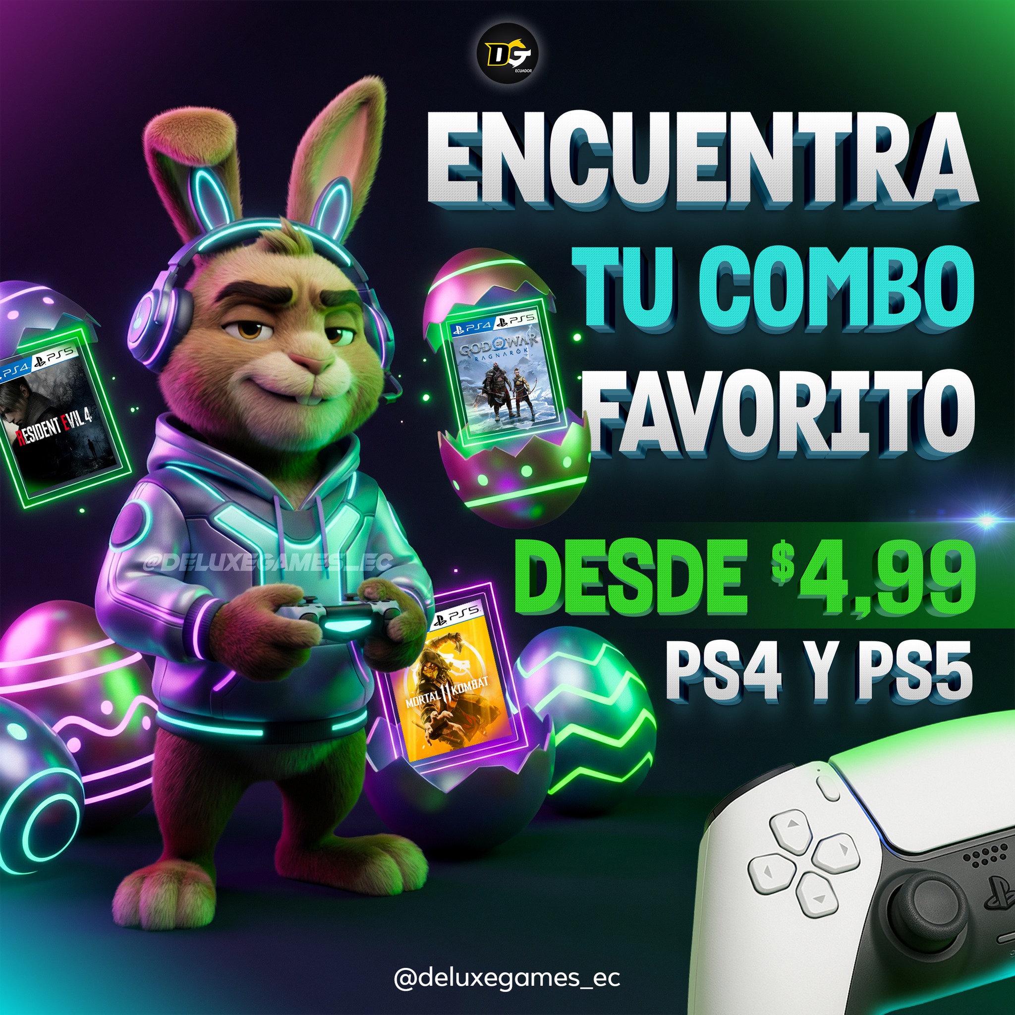 Deluxe Games Ecuador Facebook ad: MÁS DE 700 COMBOS PS4 Y PS5
