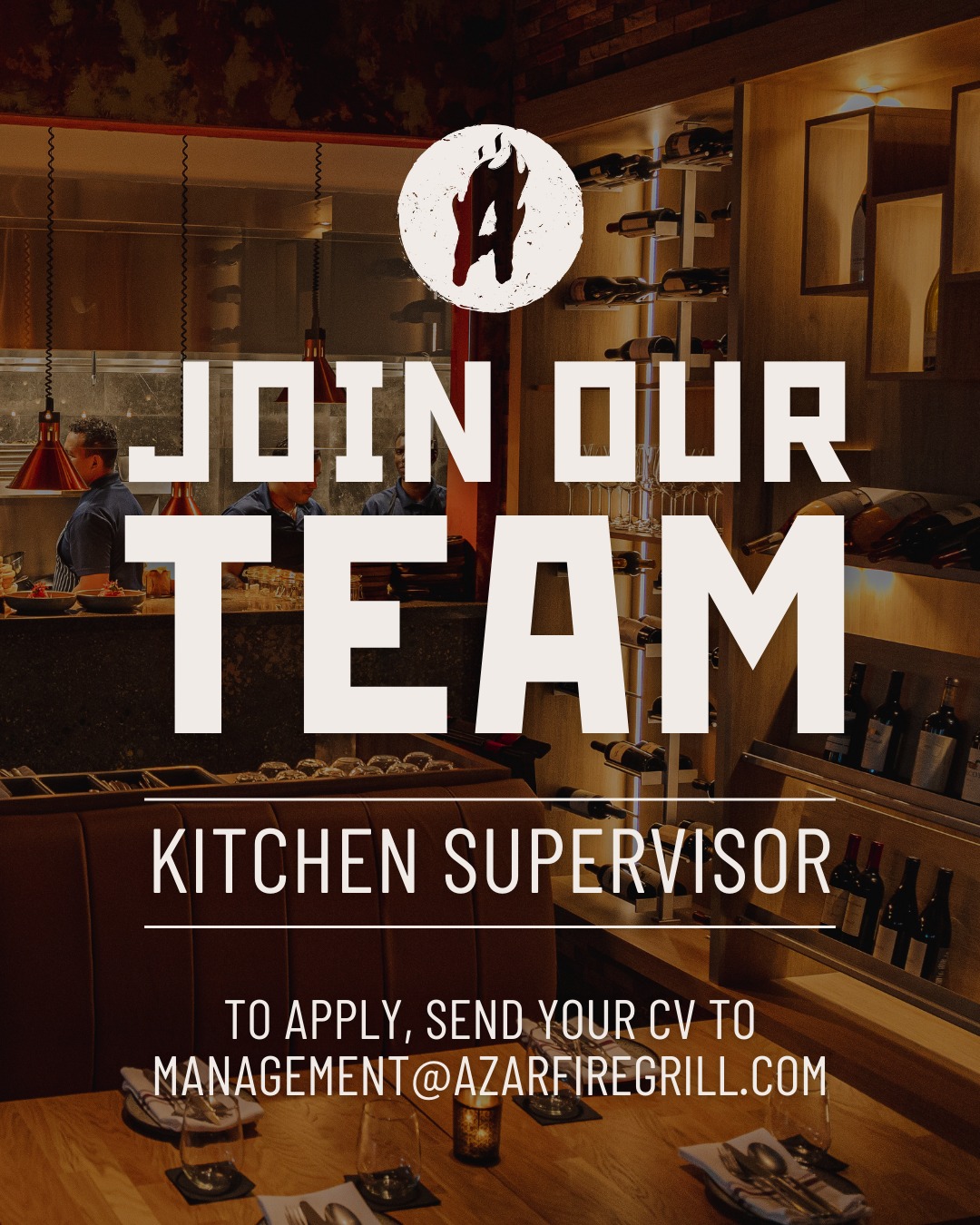 AZAR Facebook ad: We are hiring: Kitchen Supervisor!