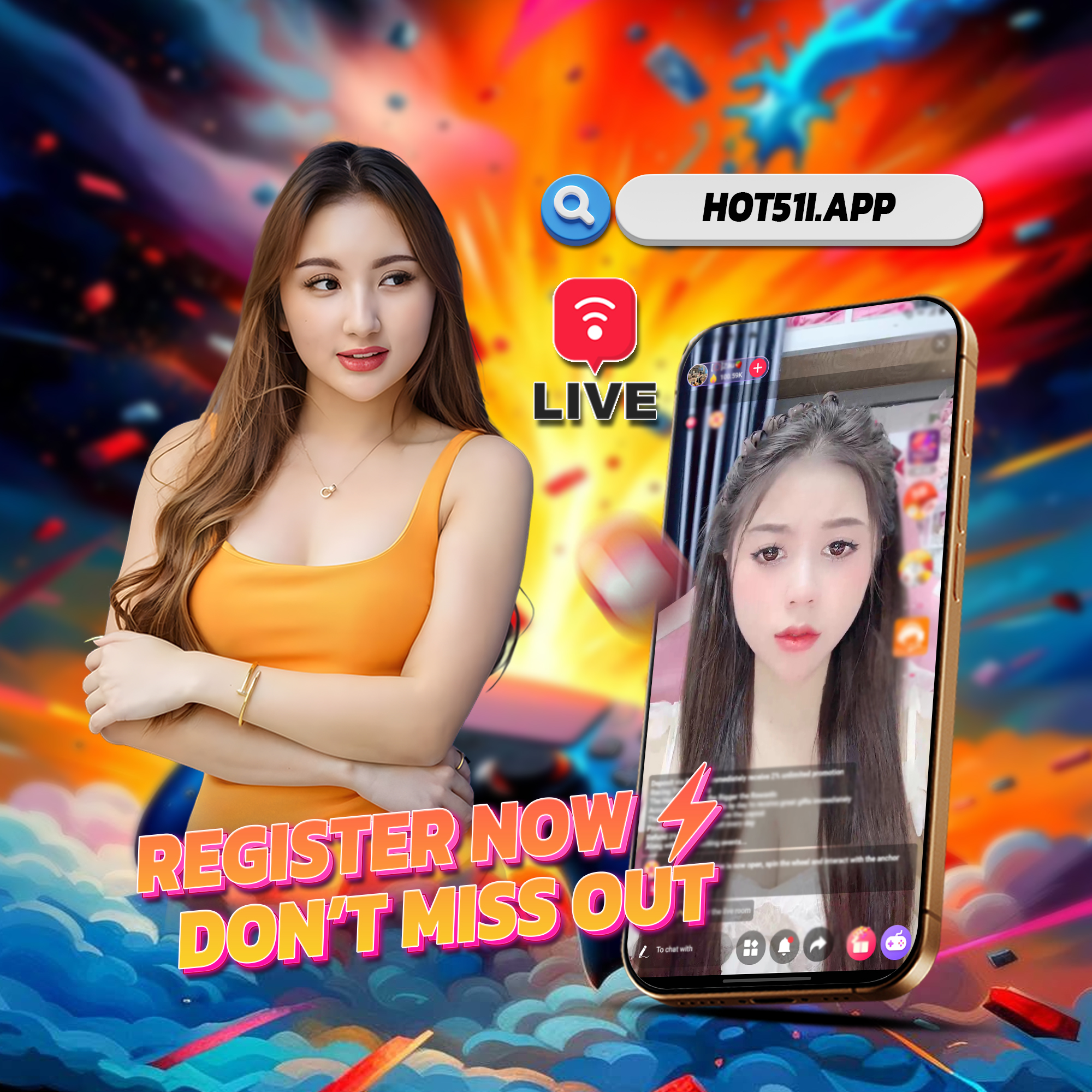 Hot51i.app Facebook ad: Hot51 just activated a VIP pass for new users tonight…