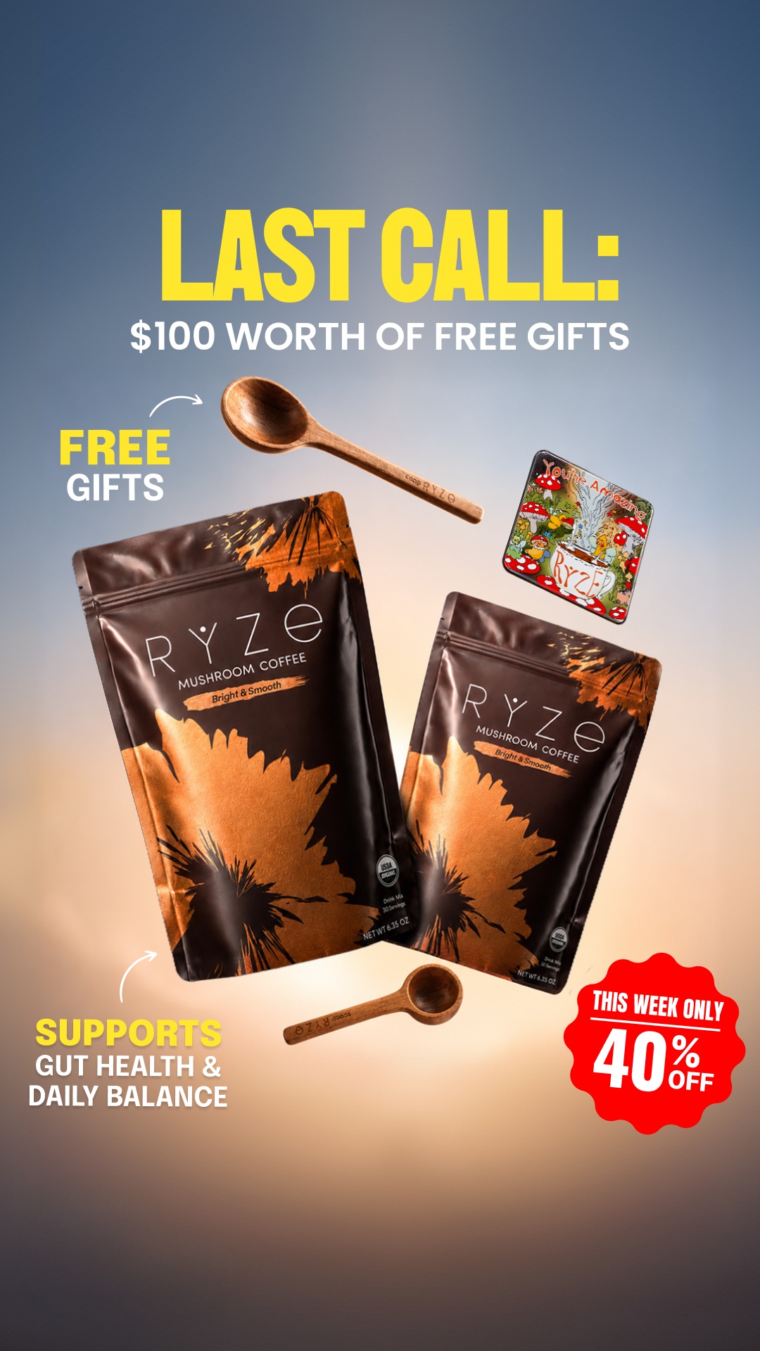 RYZE Superfoods Facebook ad