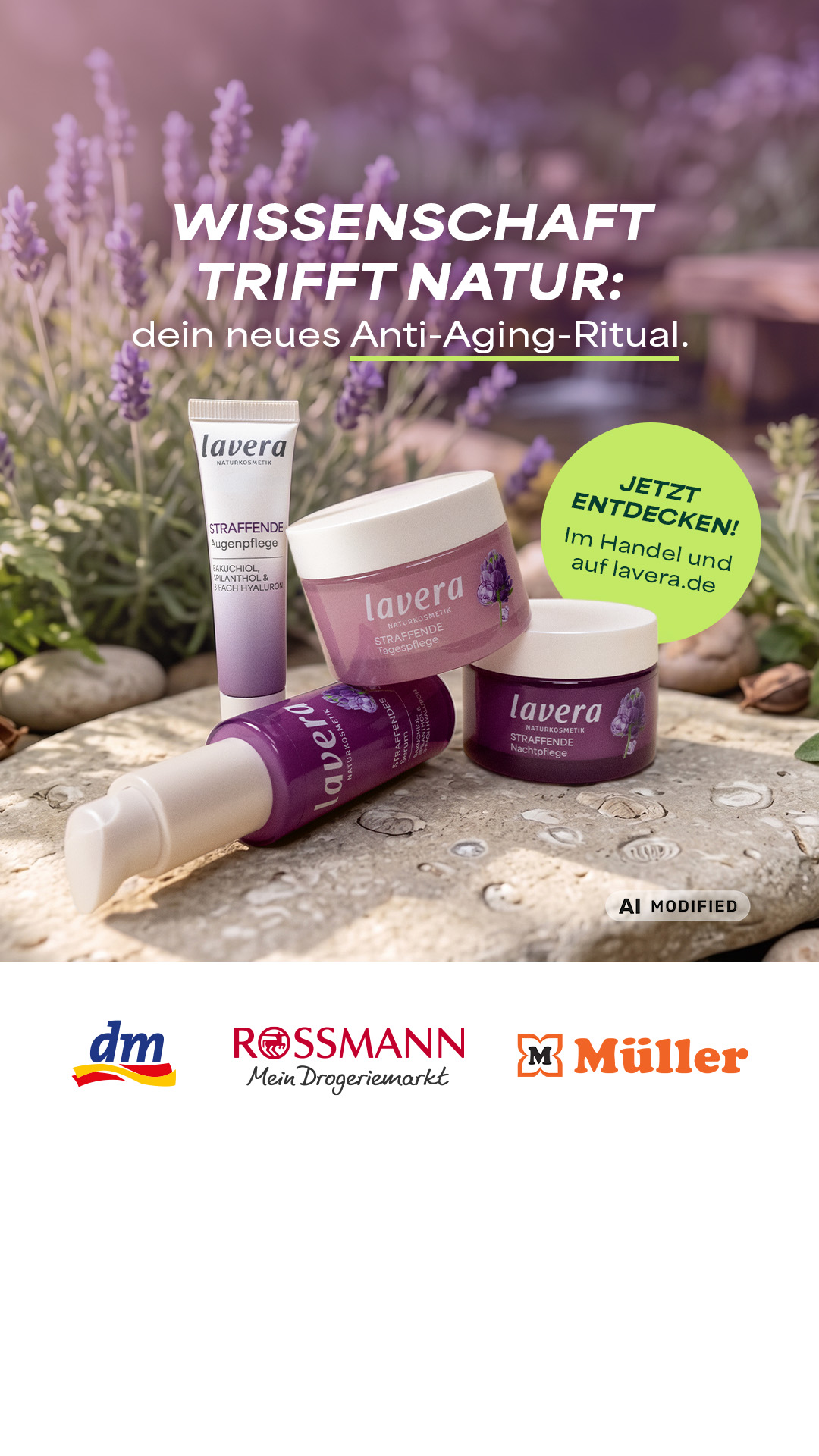 lavera Naturkosmetik Facebook ad: Lifting-Effekt über Nacht