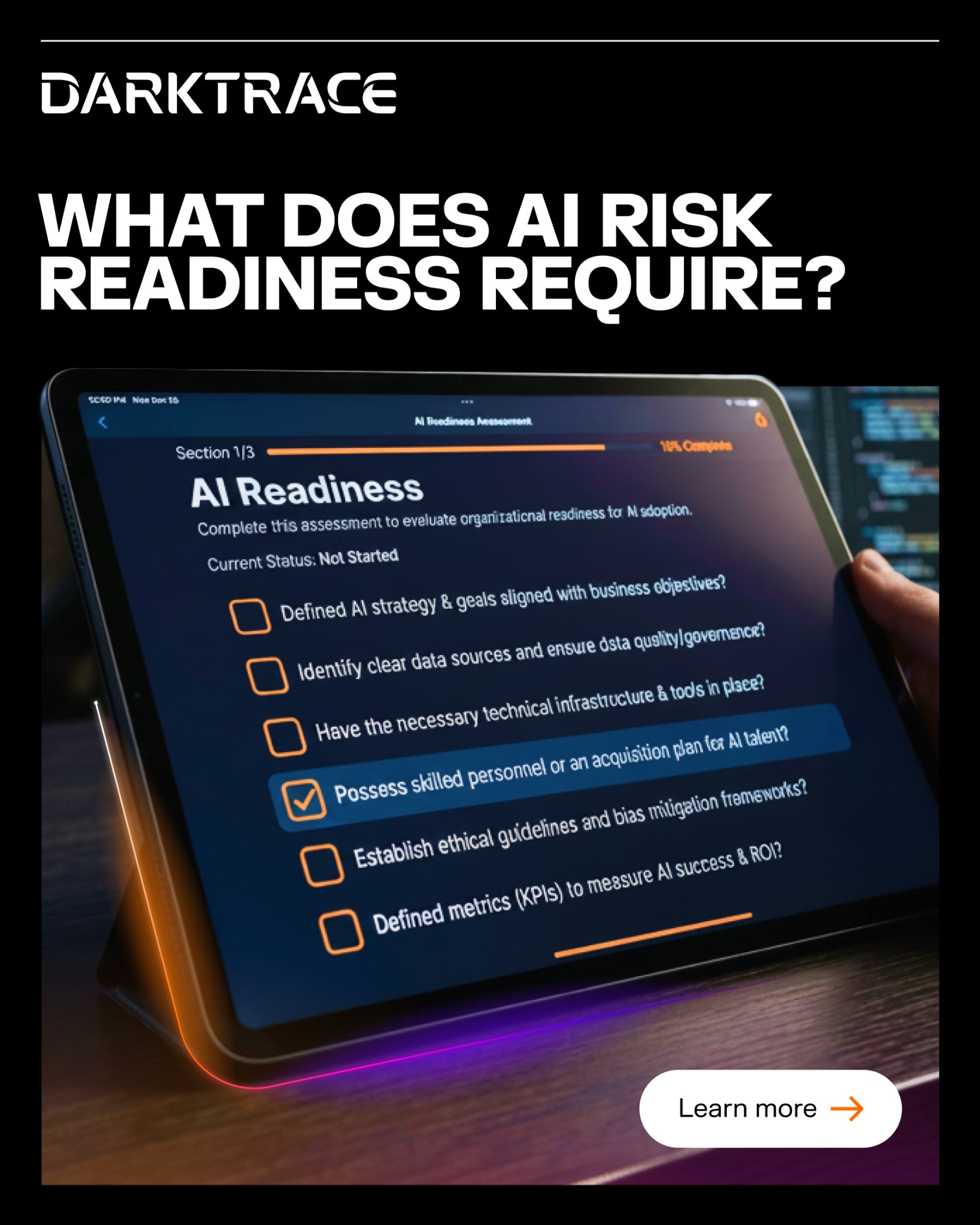 Darktrace Facebook ad: Make AI Security easier to manage