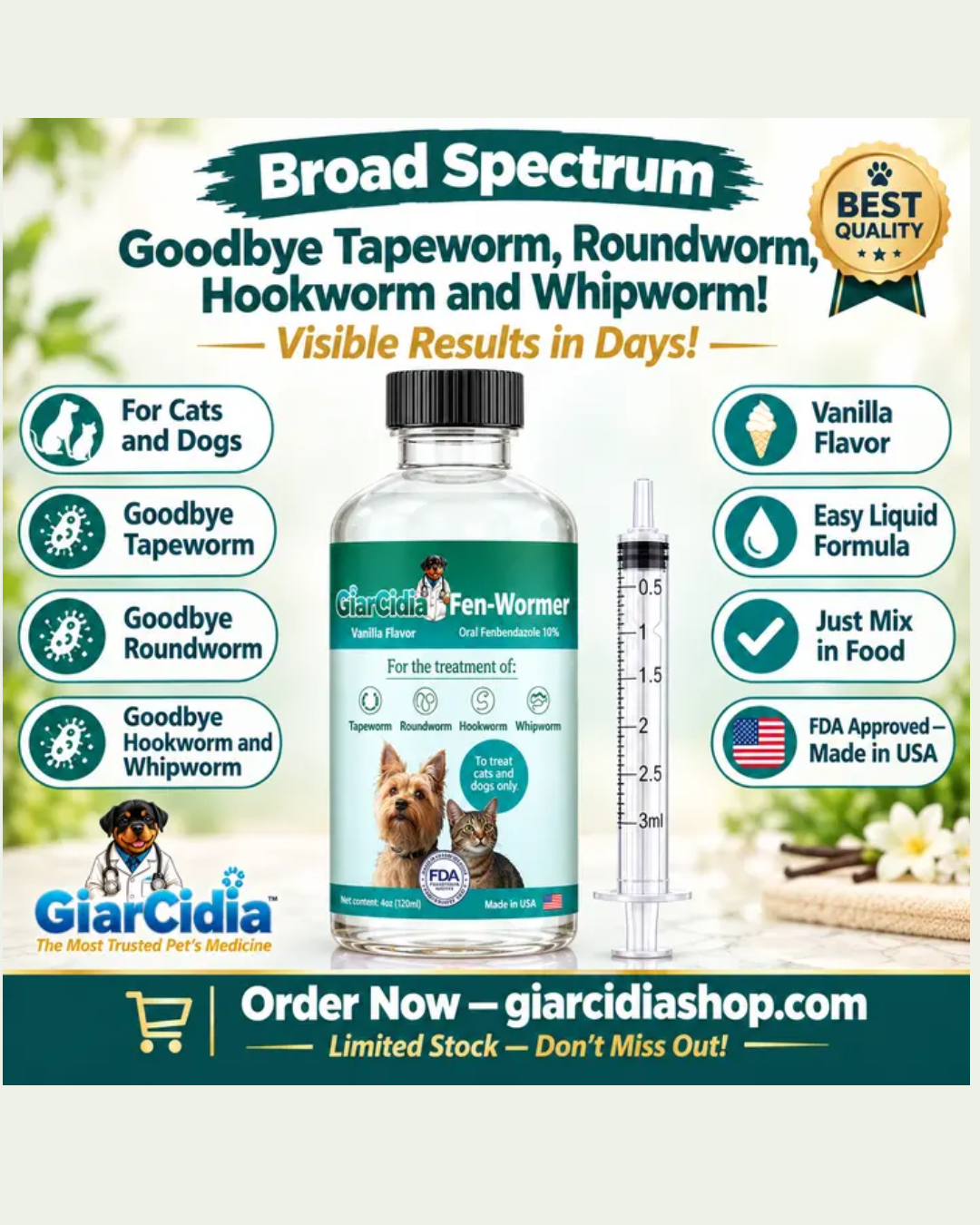 GiarCidia Facebook ad: Broad-Spectrum Care for Cats & Dogs