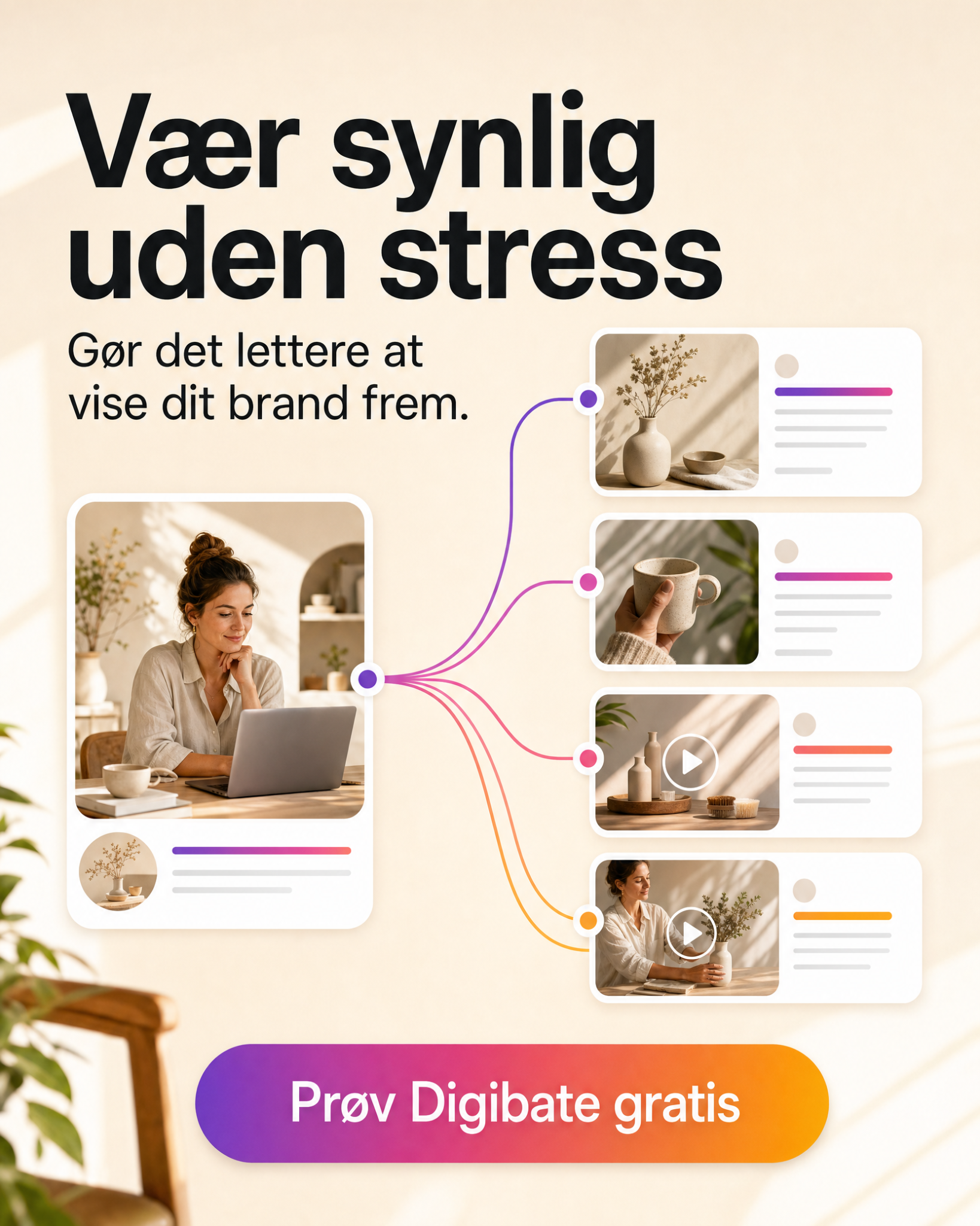 Digibate Facebook ad: Få flere salg med bedre content Prøv gratis i dag.