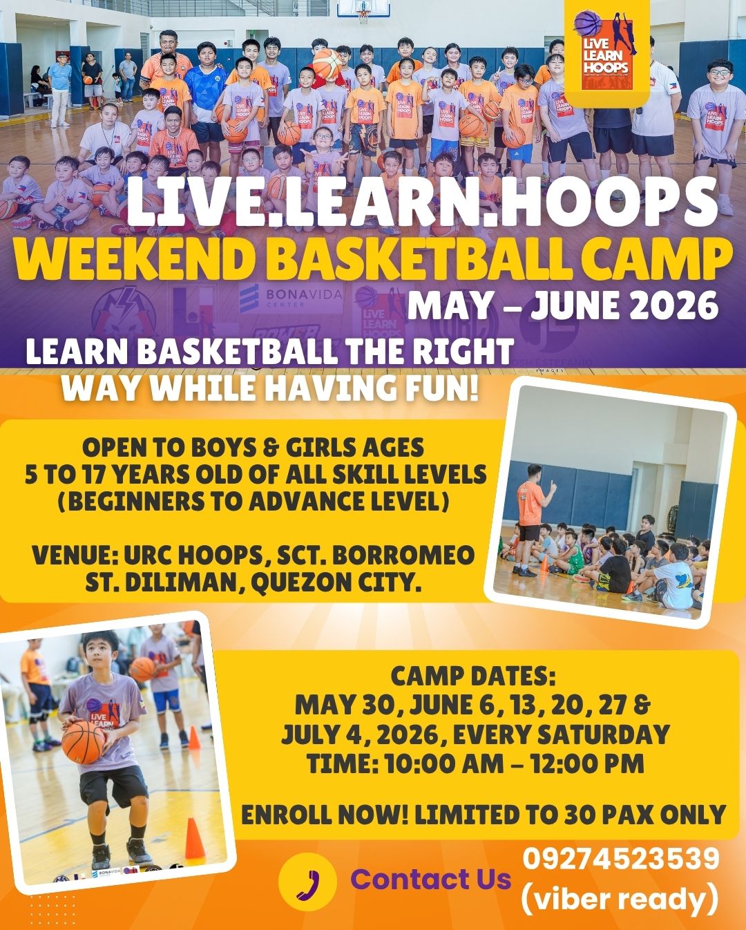 LLH Youth & Adult Basketball Camp PH Facebook ad: RESERVE YOUR SLOT NOW!