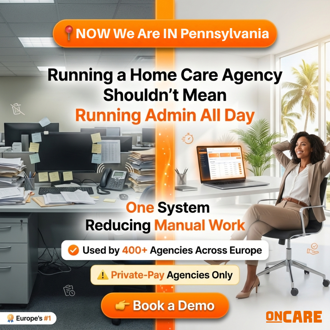 OnCare Facebook ad: Home Care Software Now Available in Pennsylvania