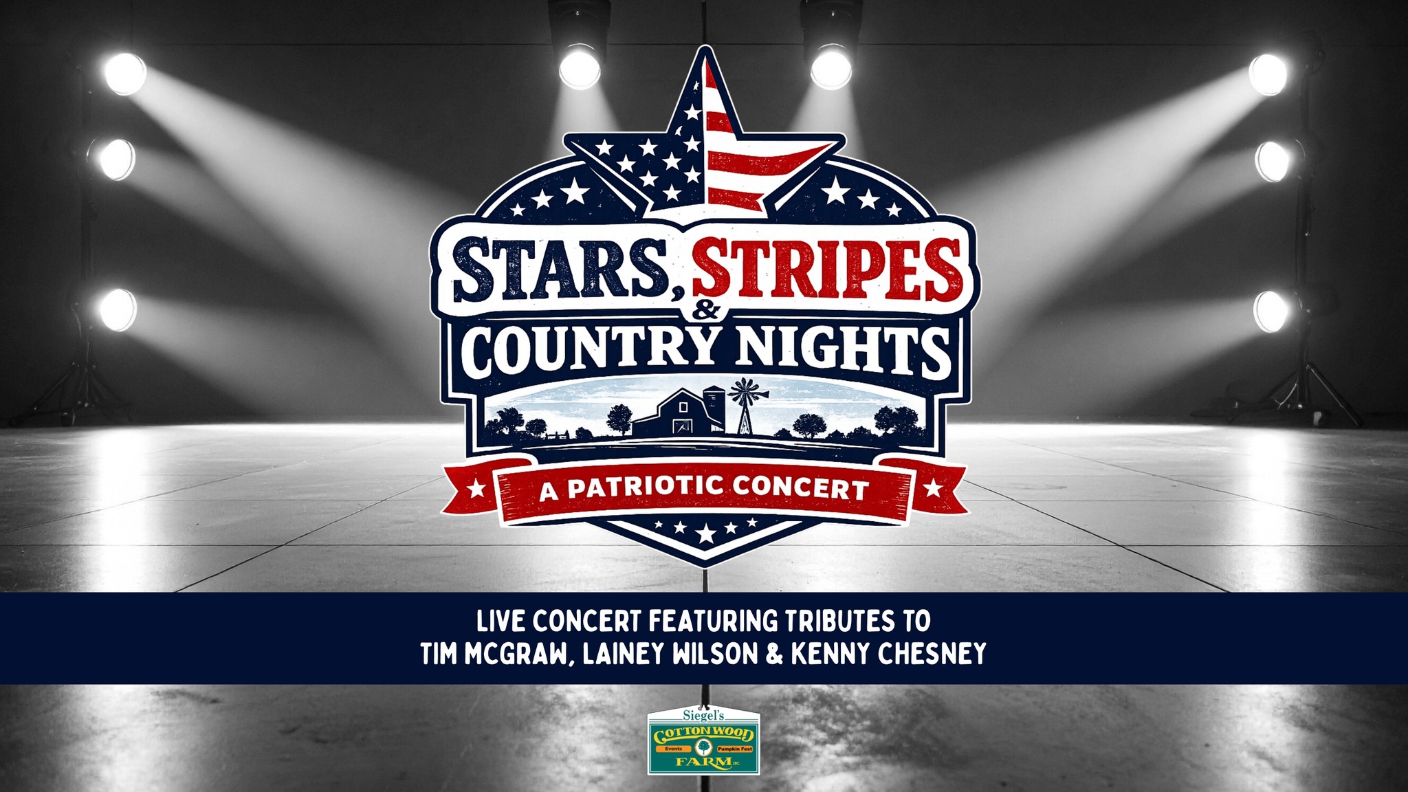 Siegel's Cottonwood Farm Facebook ad: Stars, Stripes & Country Nights: A Patriotic Concert at…