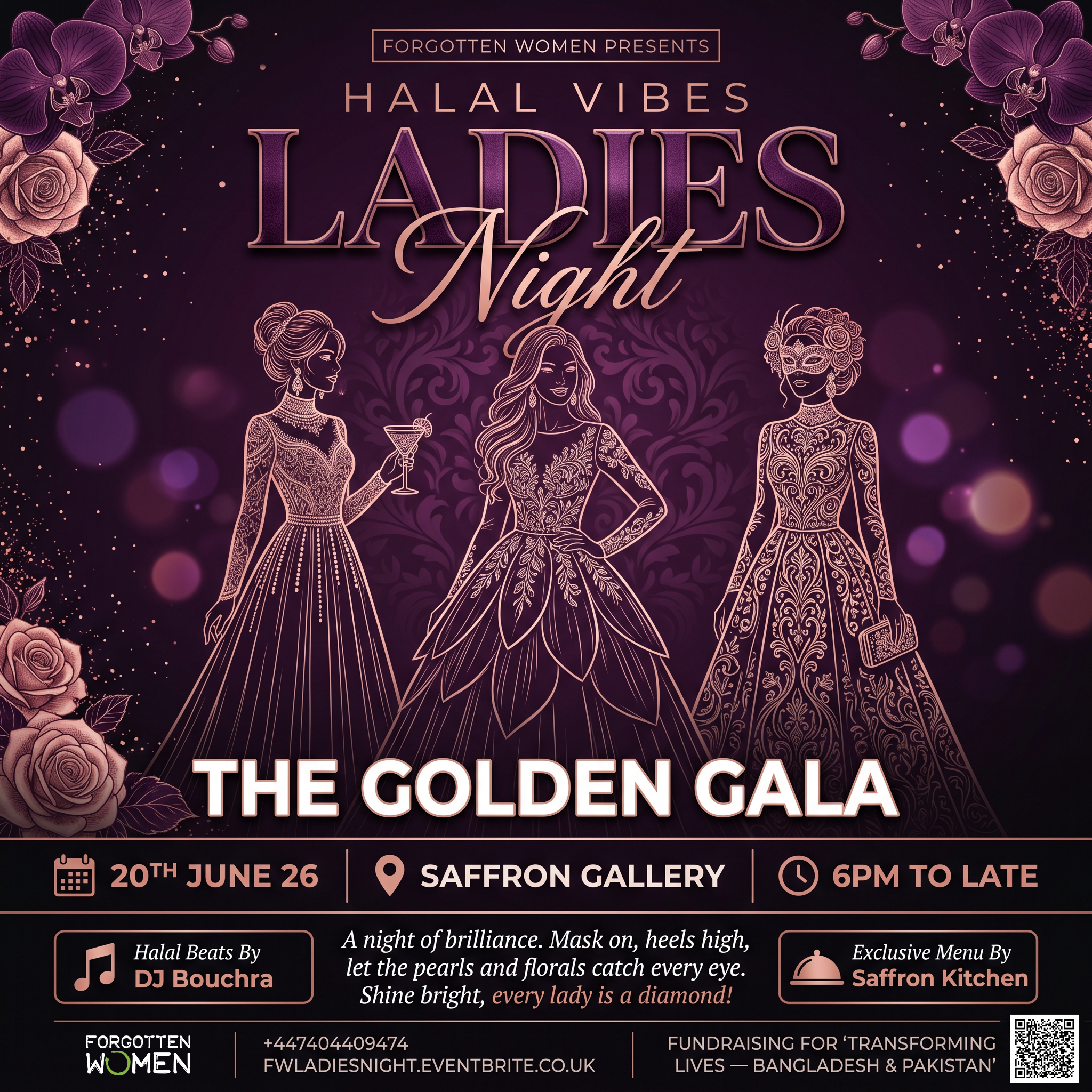 Eventsatforgottenwomen Facebook ad: Ladies Night: The Golden Gala (Halal Vibes)