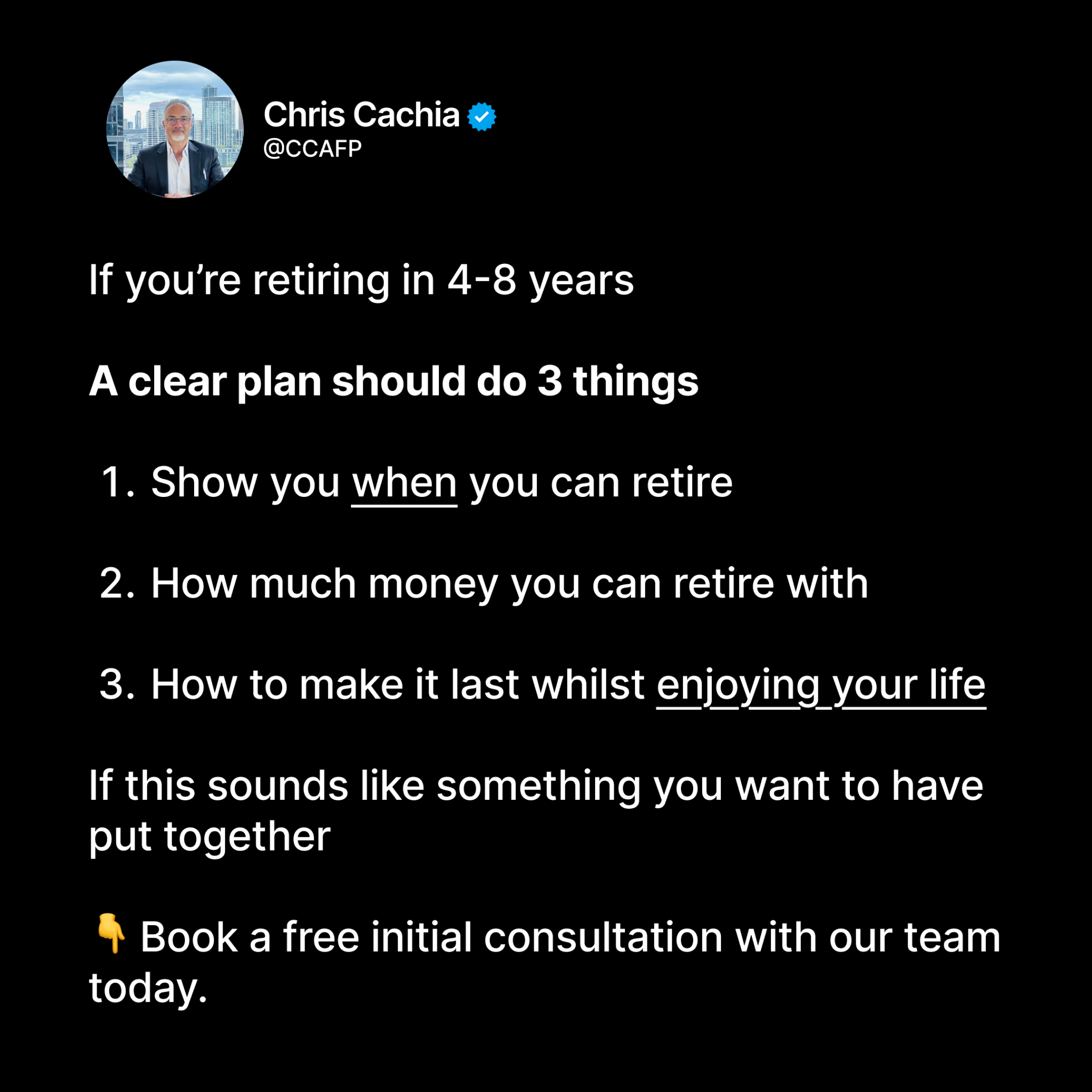 CCA Financial Planners Facebook ad: See If Your Retirement Is On Track