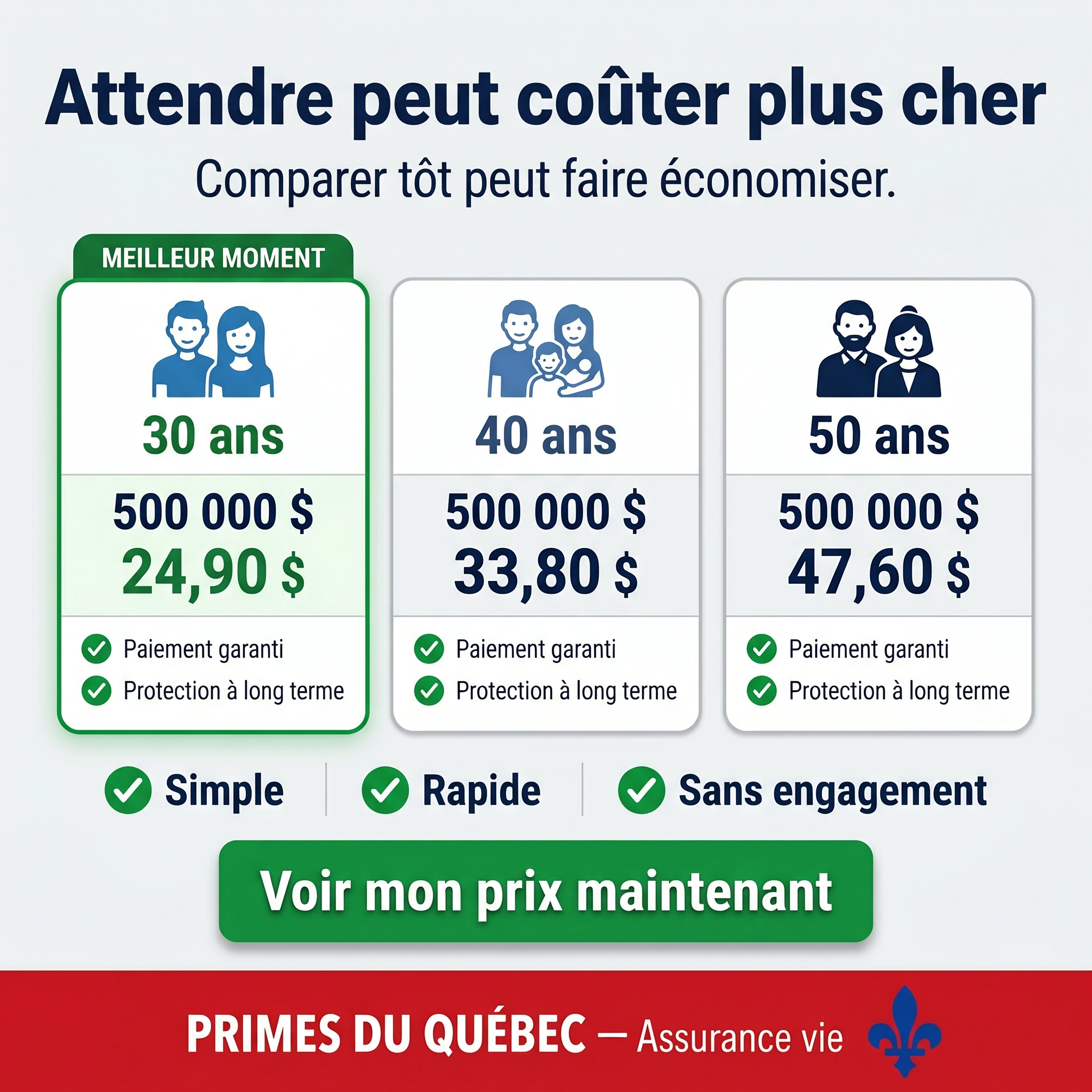 Primes du Québec Facebook ad: COMPARAISON ASSURANCE VIE QUÉBEC