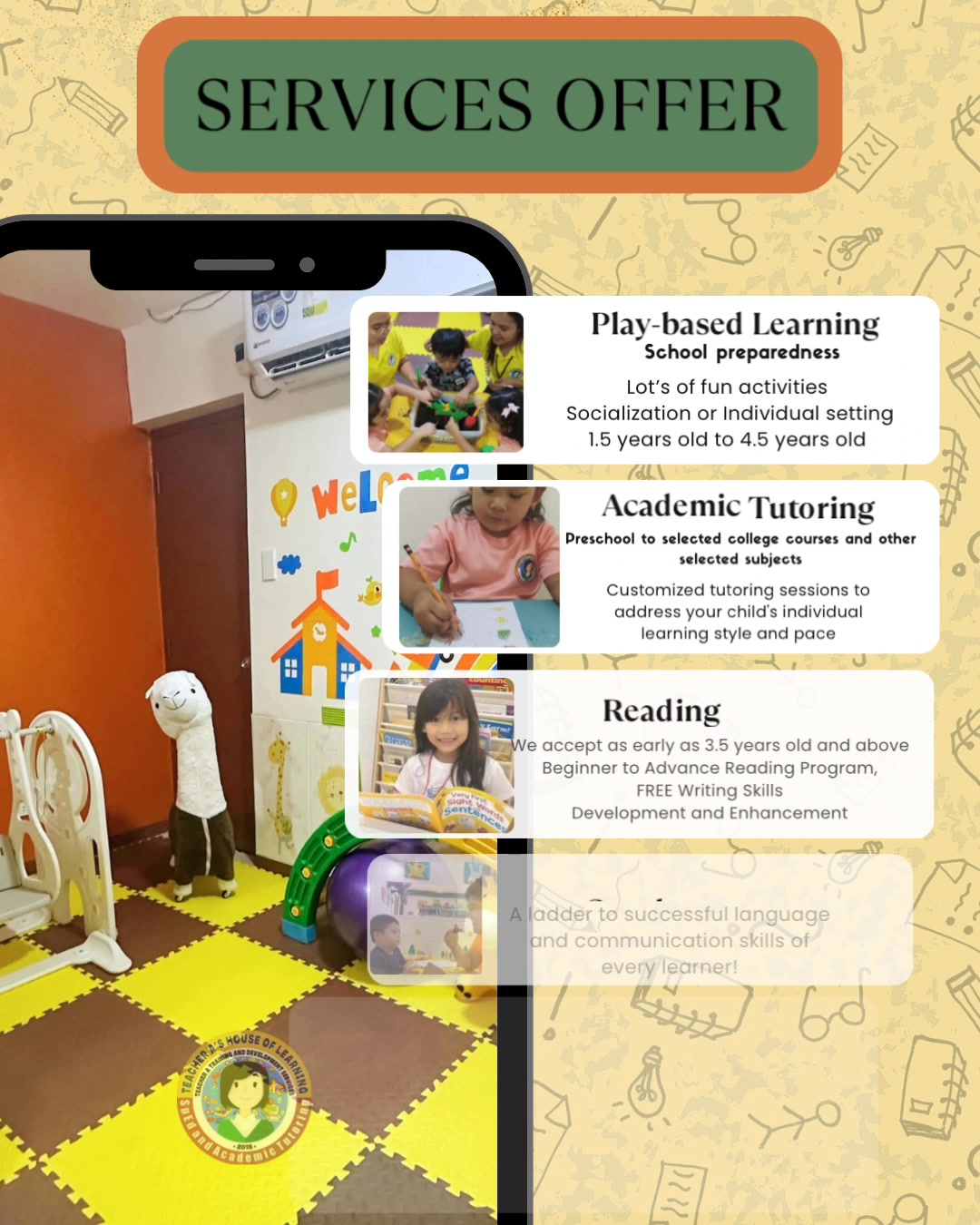Teacher A’s House of Learning - Tanza Cavite Branch Facebook ad: Back to School Academic Support You Can Trust!