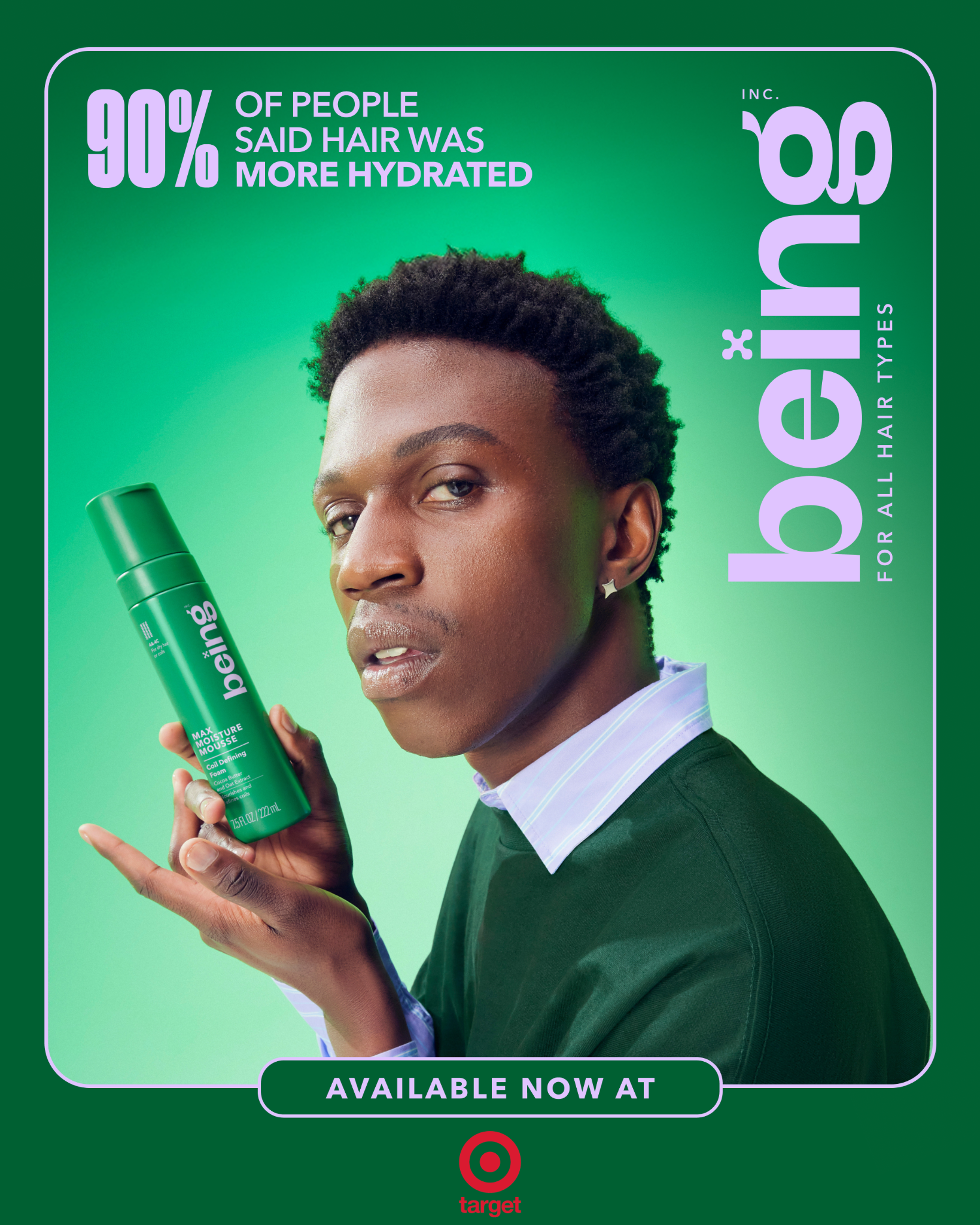 Being Haircare Facebook ad: want, or rather *need*, more hydration?