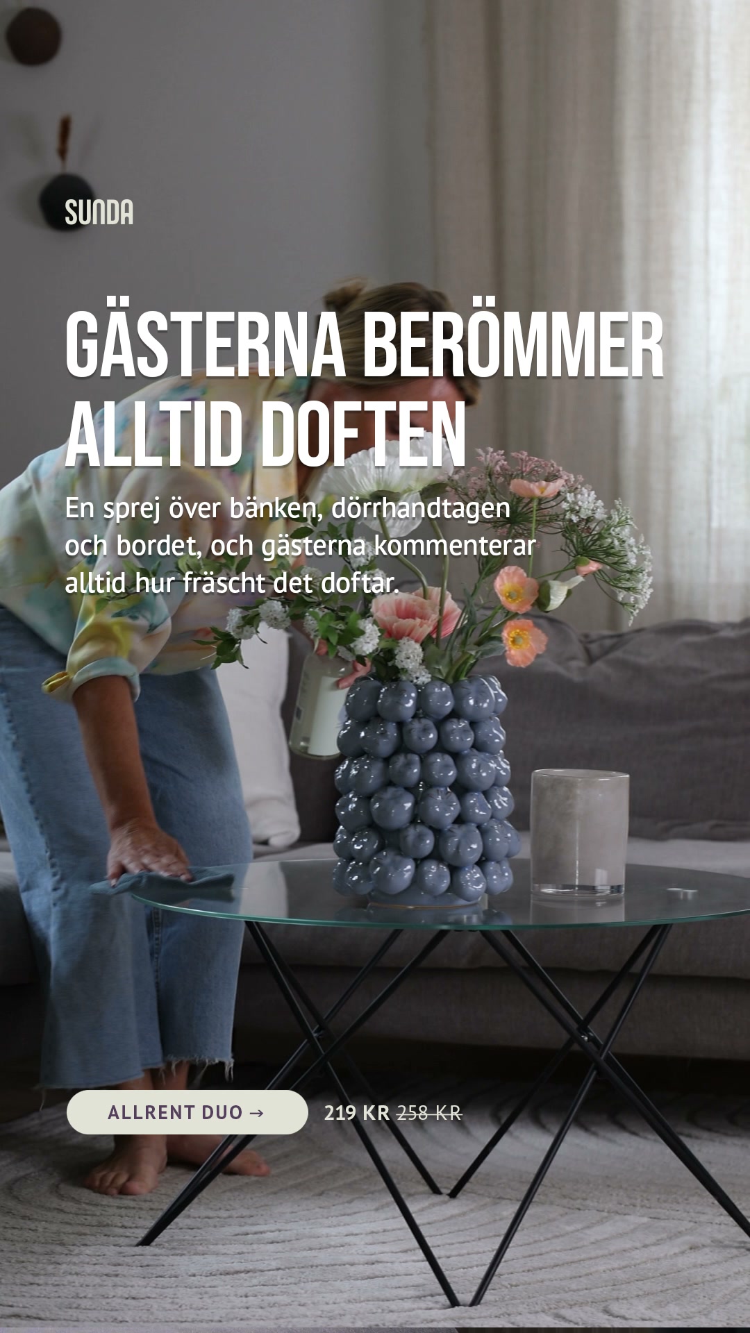 Sunda Facebook ad: 75 000+ kunder. 4,7 i betyg. Testa Allrent idag