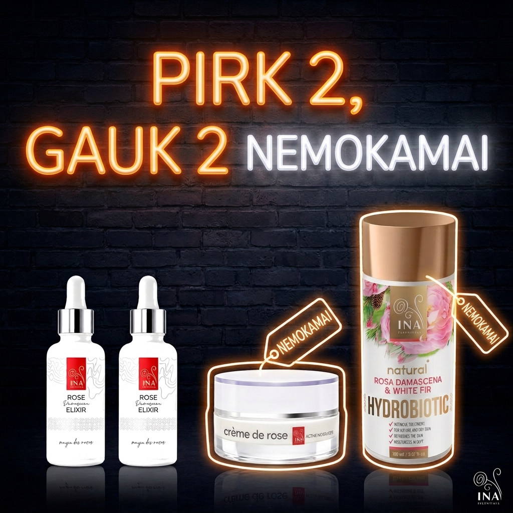 Organinė Kosmetika - InaEssentials.LT Facebook ad: Pirk 2 Rose Elixir serumus, kremas ir Hydrobiotic dovanų