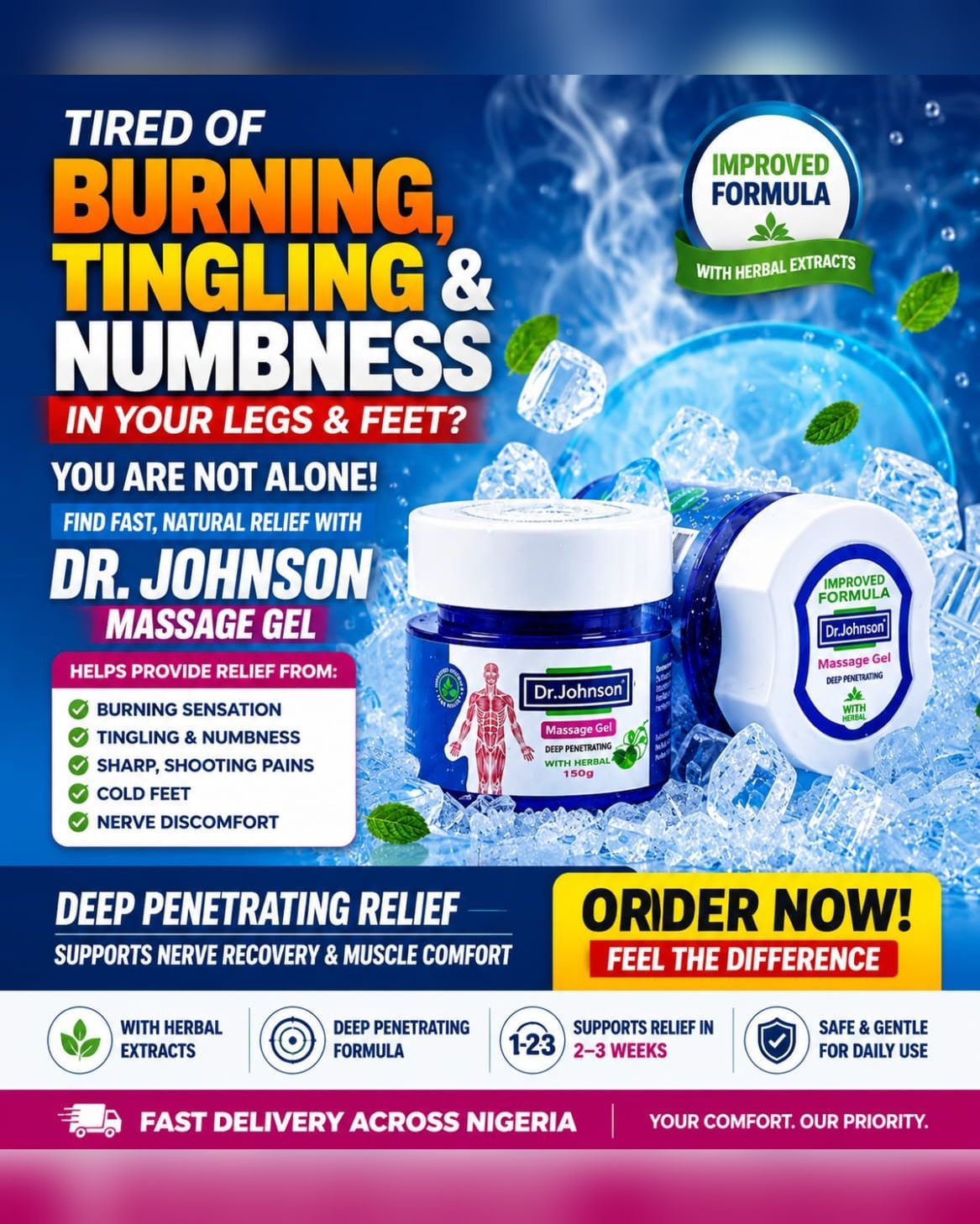 Philkreationz Hub Facebook ad: Cold Feet, Tingling, Numbness? Try Dr. Johnson Cream