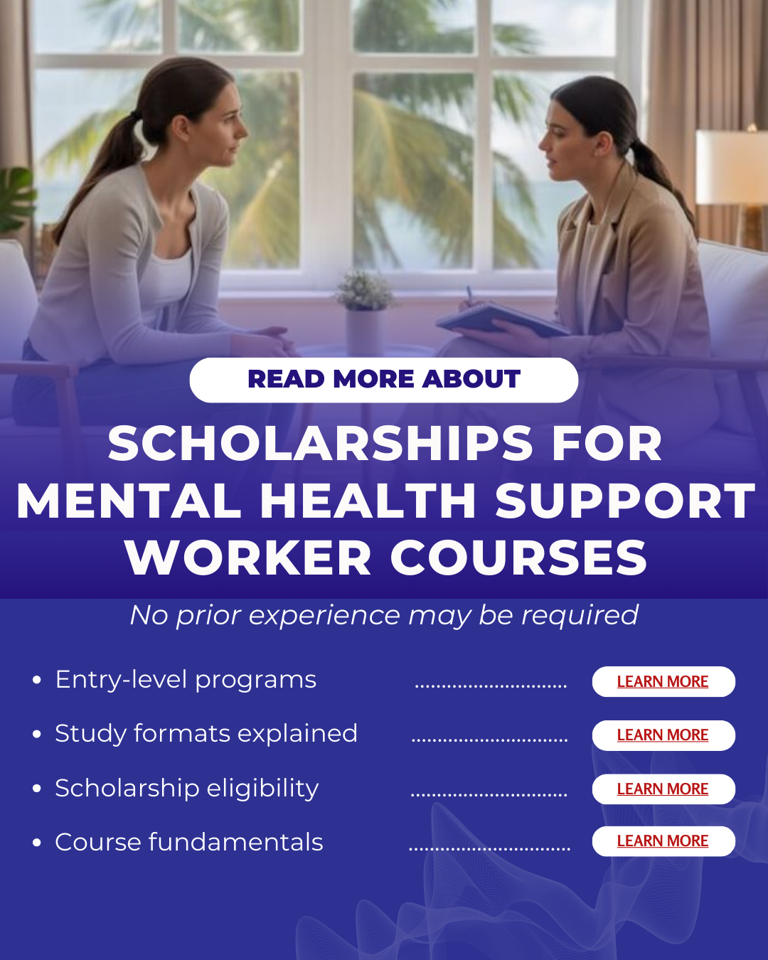 Global EduLife Facebook ad: Learn About Mental Health Support Worker Courses
