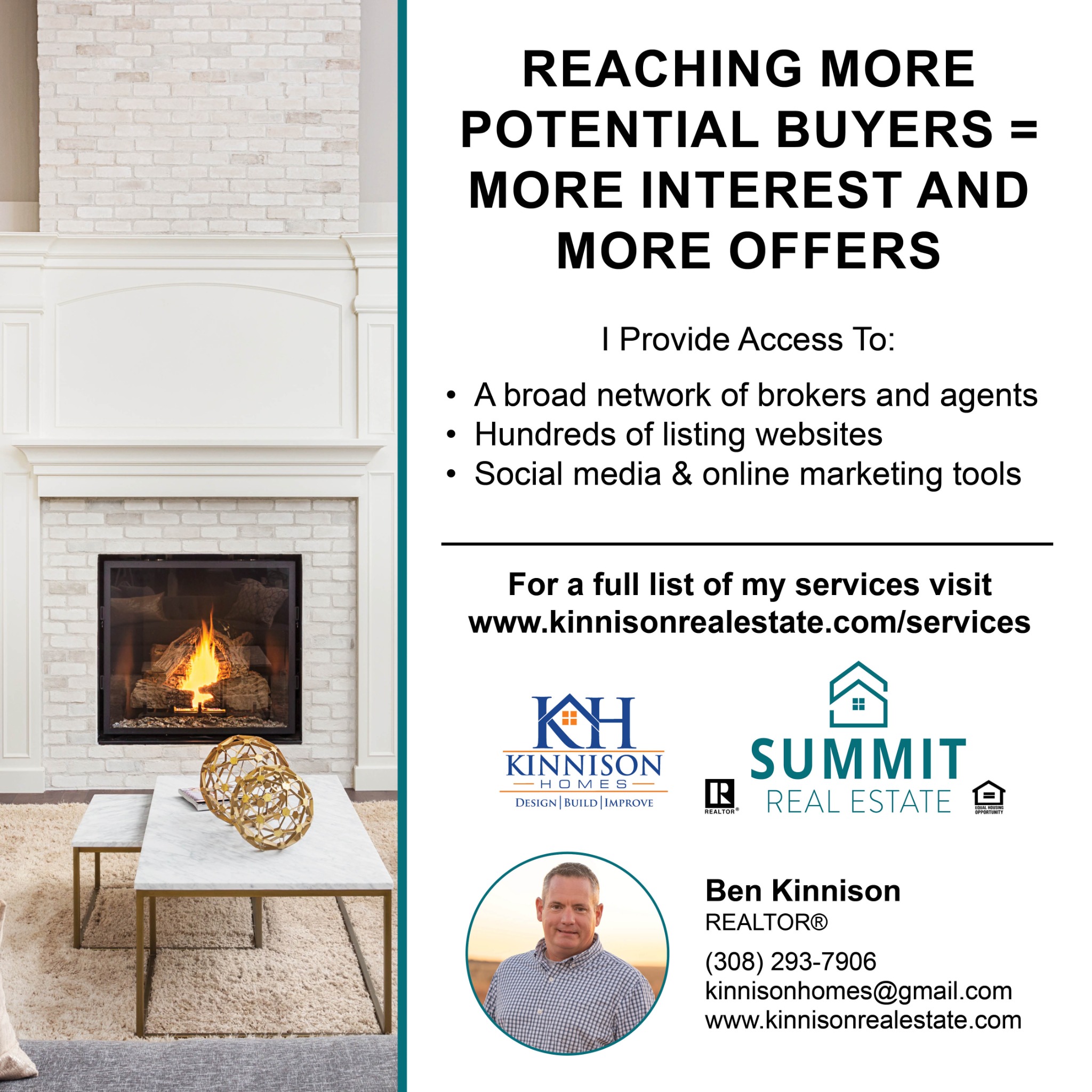 Ben Kinnison, Summit Real Estate Facebook ad: Message or Call (308) 293-7906