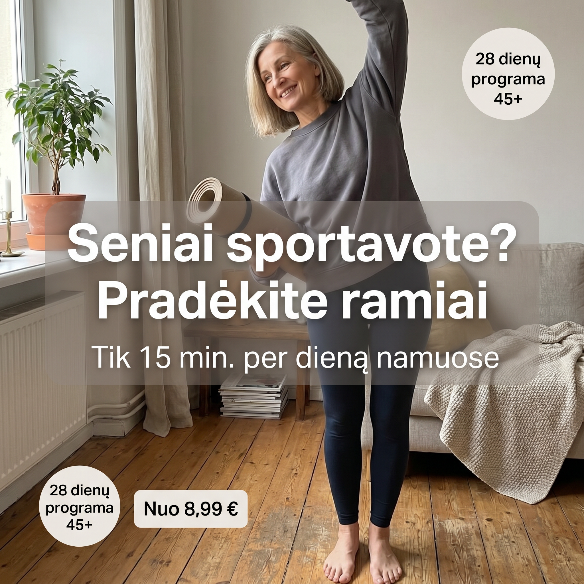 Sportas45.lt Facebook ad: Judėjimo planas 45+ žmonėms
