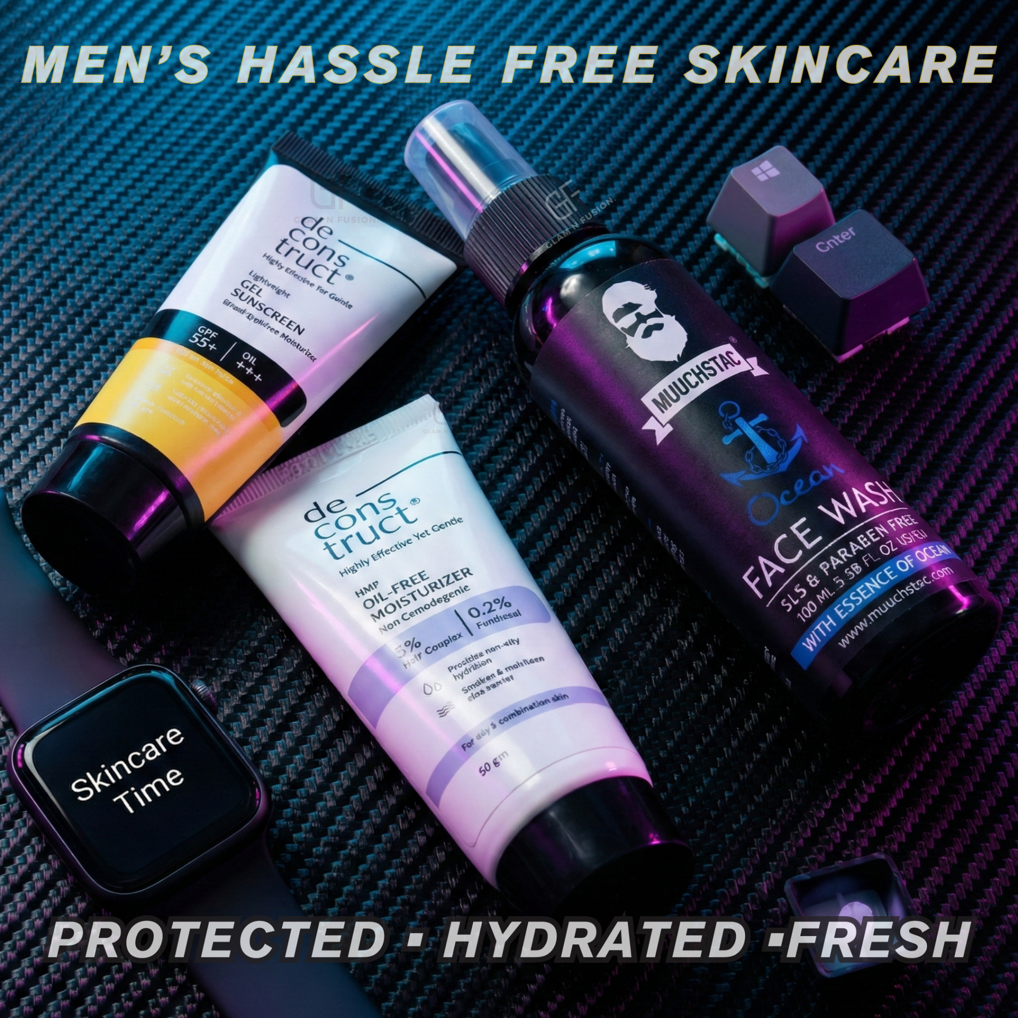 Glam N Fusion Facebook ad: Men's Hassle Free Skincare