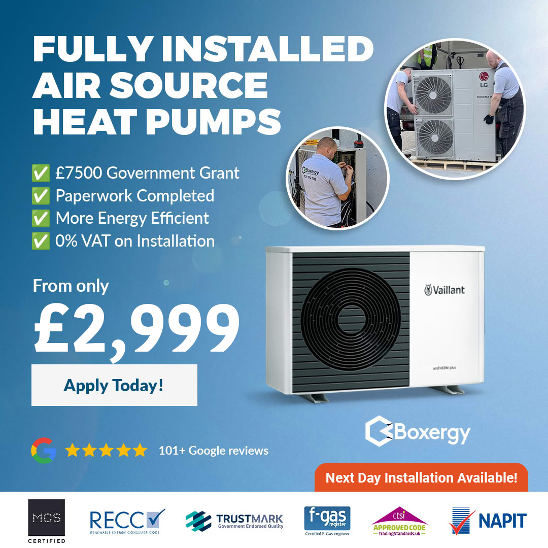 Boxergy Facebook ad: Switch to a Heat Pump From Just £2,999