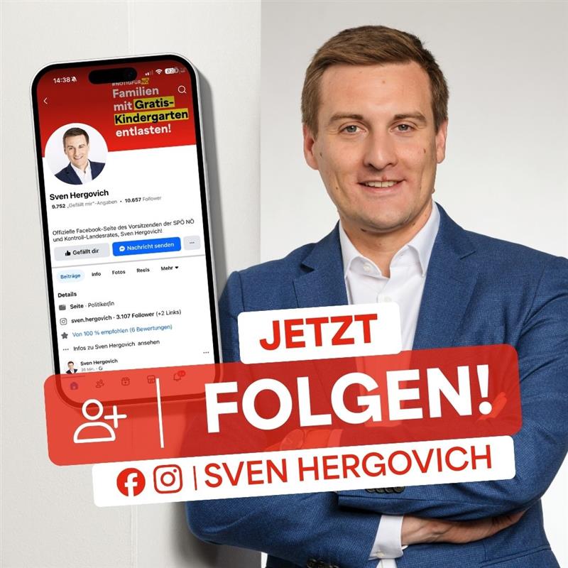 Sven Hergovich Facebook ad: Folge mir und unterstütze meine Arbeit!