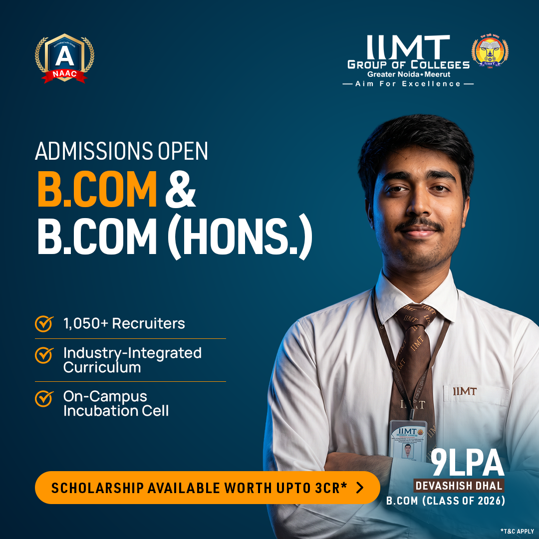 IIMT Group of Colleges Facebook ad: B.Com & B.Com (Hons.) Admissions Open 2026