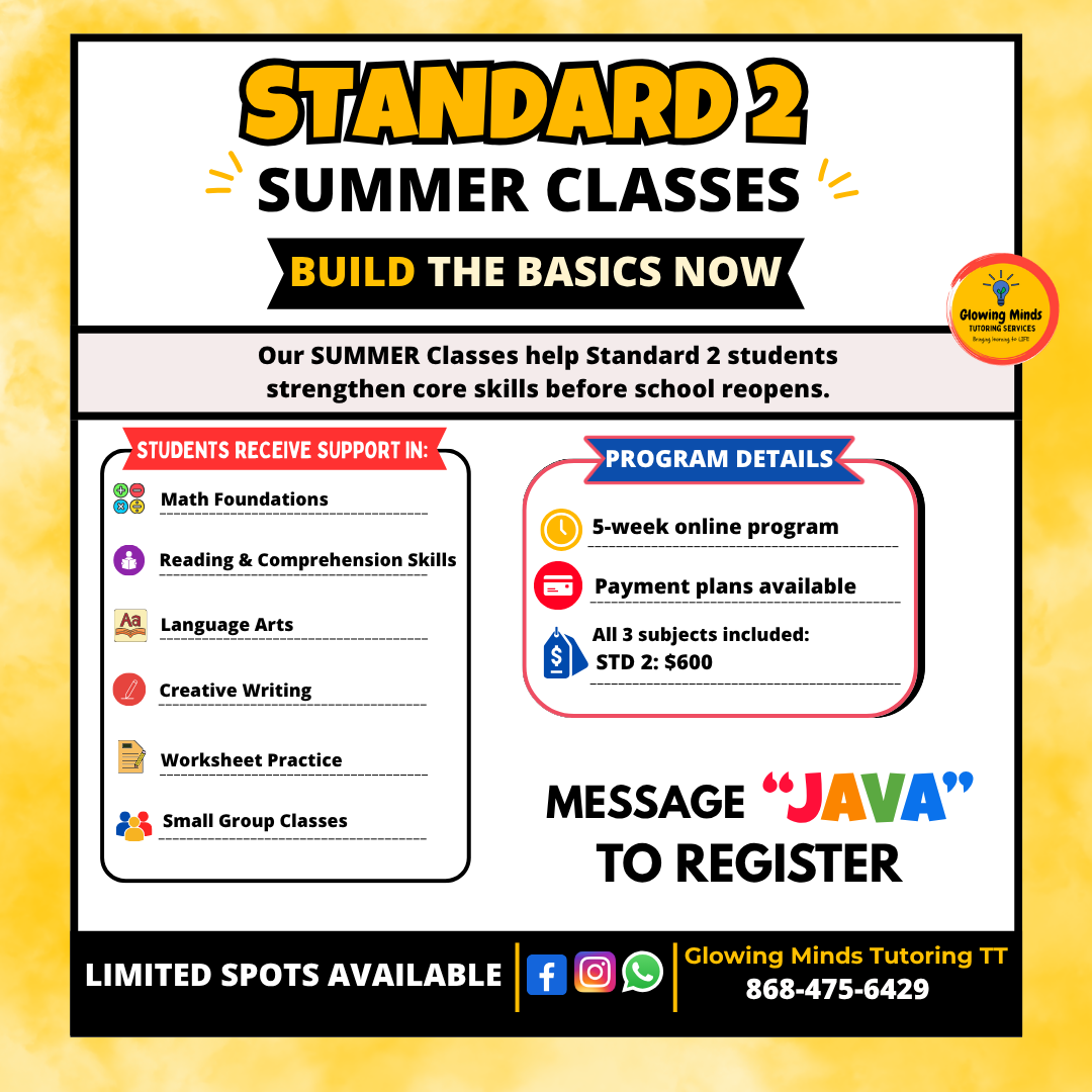 Glowing Minds Tutoring Services TT Facebook ad: Is your Standard 2 child struggling with the…