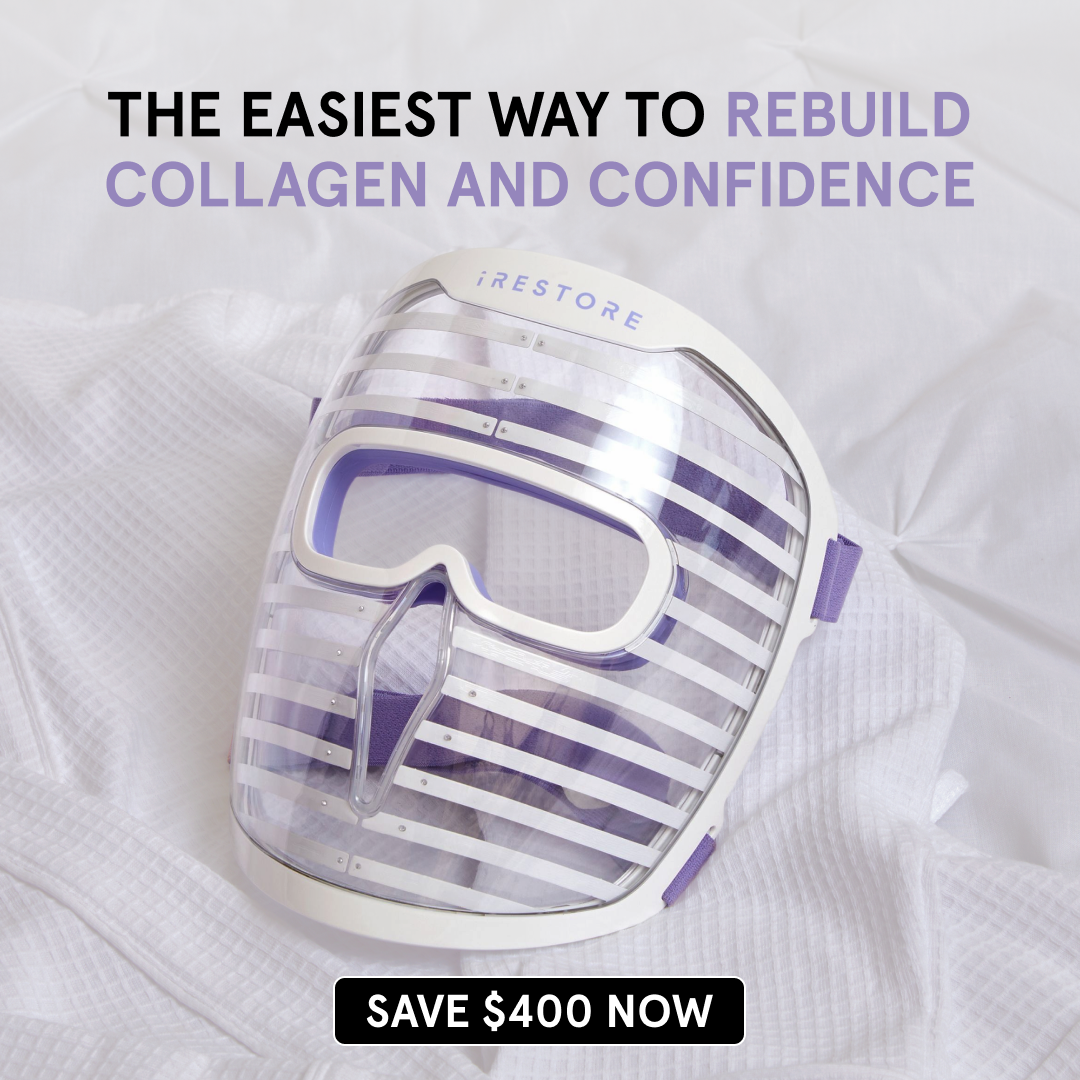 Wellness Rewired Facebook ad: The iRESTORE Illumina Face Mask is Superior!