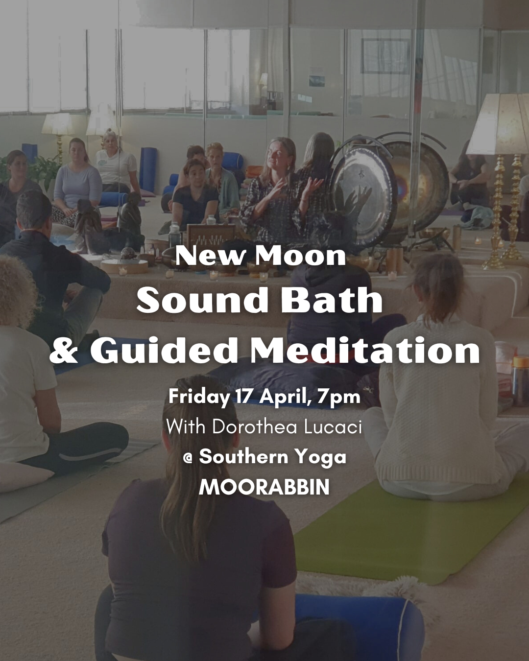 Dorothea Lucaci Facebook ad: MOORABBIN (Vic): New Moon Sound Bath & Guided Meditation