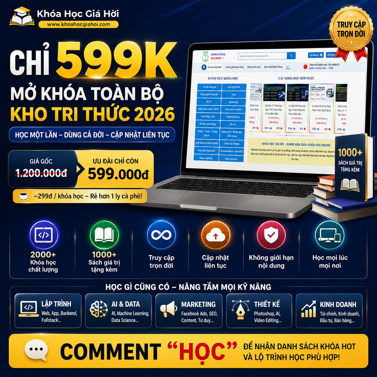 Khóa học giá hời Facebook ad: CHỈ 599K, SỞ HỮU NGAY KHO TRI THỨC…