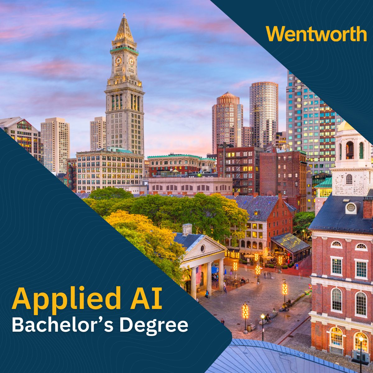 Wentworth Institute of Technology Facebook ad: NEW! Applied AI Bachelor Degree at Wentworth